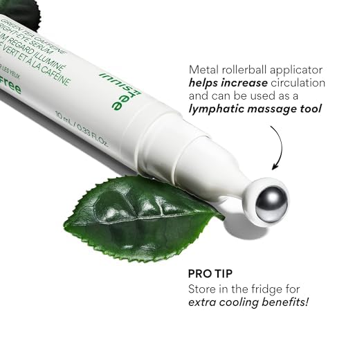 innisfree Green Tea Caffeine Depuffing Eye Serum Roll-On with Niacinamide & Hyaluronic Acid