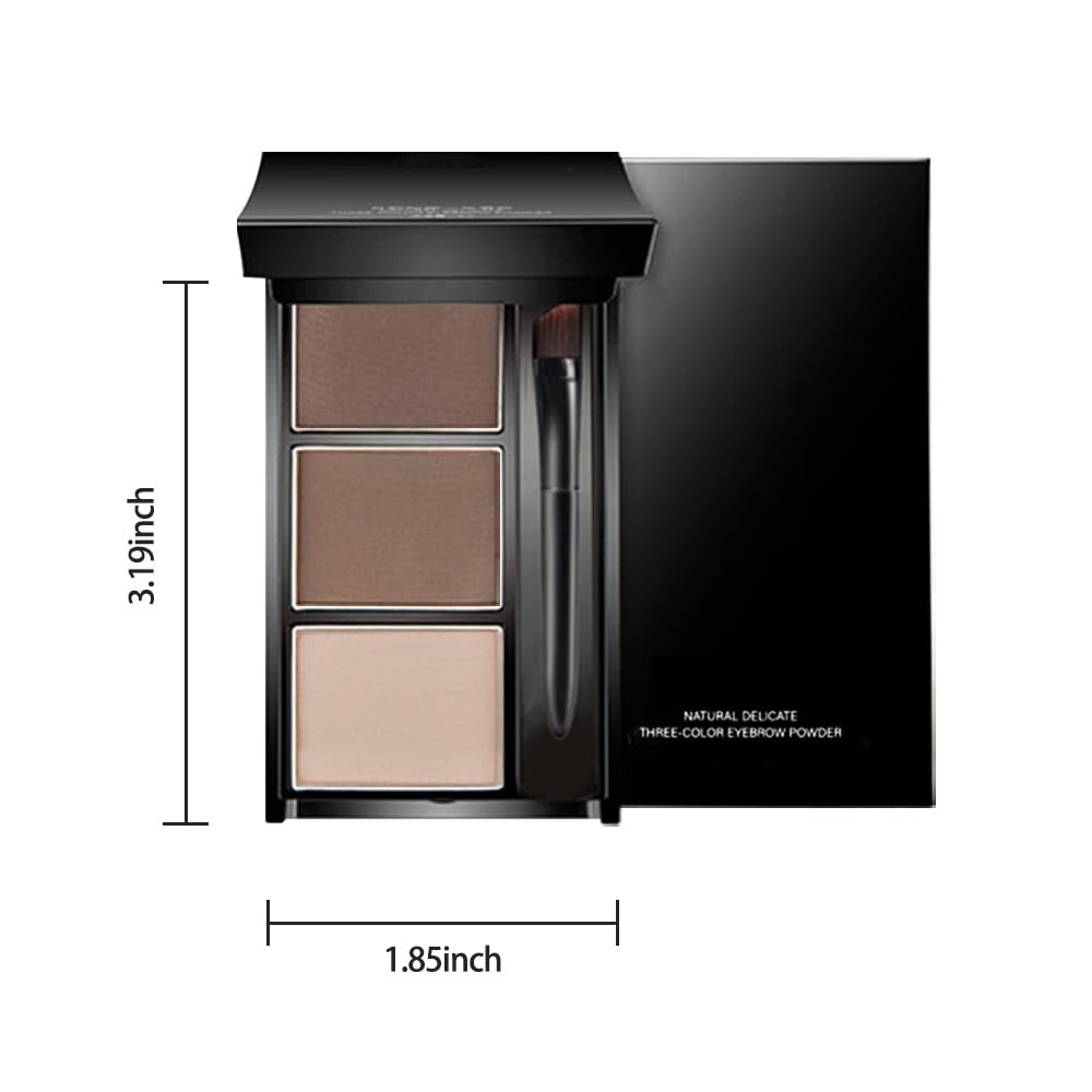 Eyebrow Powder Dark Light Brown Kit,Eye Brow Powder for Women with Brow Brush,Long-Lasting Waterproof Three Colors Brow Filler Get Full Defined Natural Brows,Eyebrow Powder Makeup