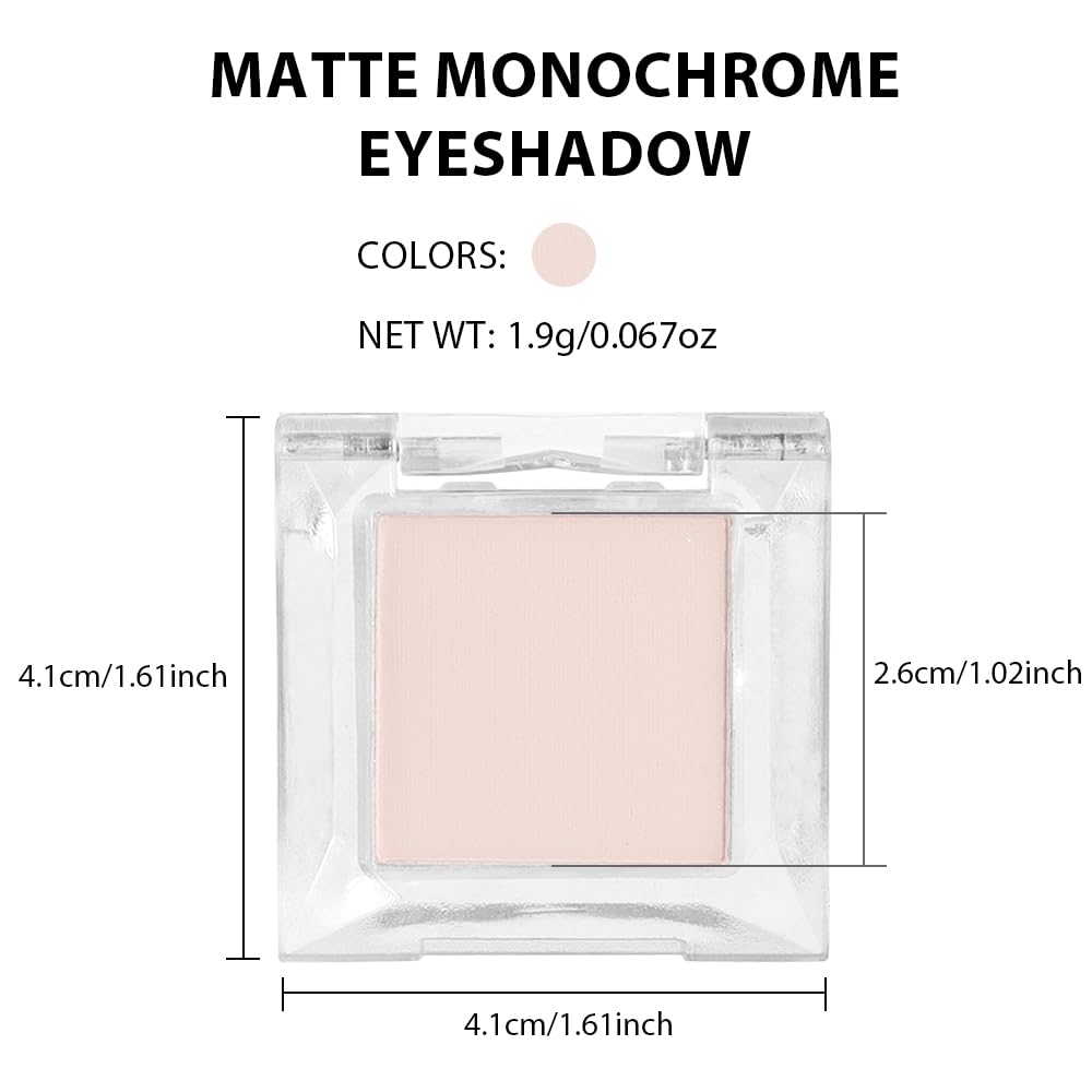 Eyeshadow Single Matte, High-Pigment Monochrome Eye Shadow Pressed Powder, Everyday Velvety Silky Eye Makeup Looks, Professional Long-Lasting Waterproof Single Eyeshadow Palette, Light Nude 01