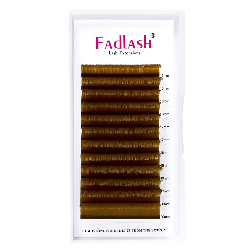 Volume Lash Extensions 0.07 D Curl Easy Fan Volume Lashes Mixed Tray 15-20mm Easy Fanning Lashes Brown Colored Lash Extension Supplies (Blond 0.07-D, 15-20mm)