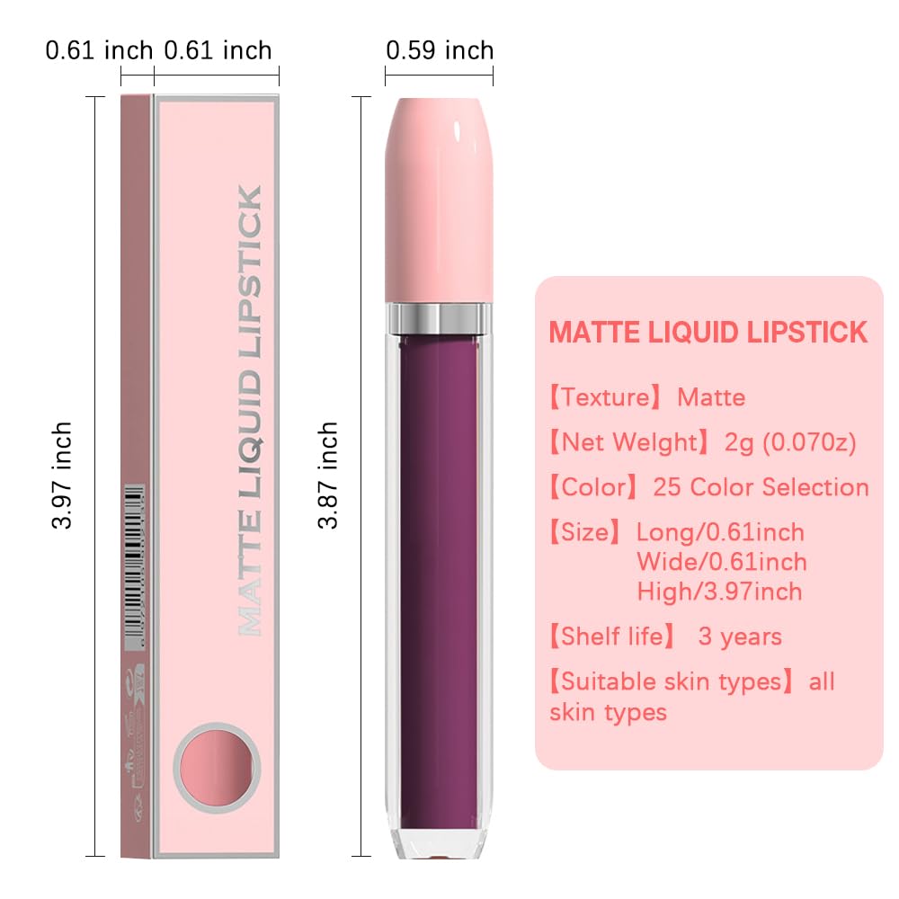 BINGBRUSH Super Matte Longwear No-Budge Stay On Smudge Proof Liquid Lipstick Long Lasting Makeup for Women,Highly Pigmented Color and Instant Shine, Cheeky