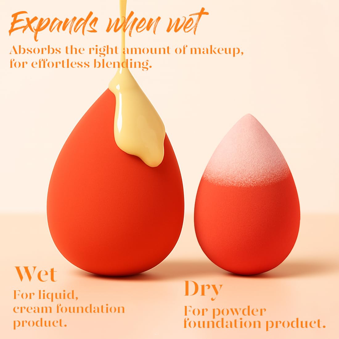 BEAKEY Makeup Sponge Set, 5 Pack Foundation Beauty Sponges & Soft Blenders