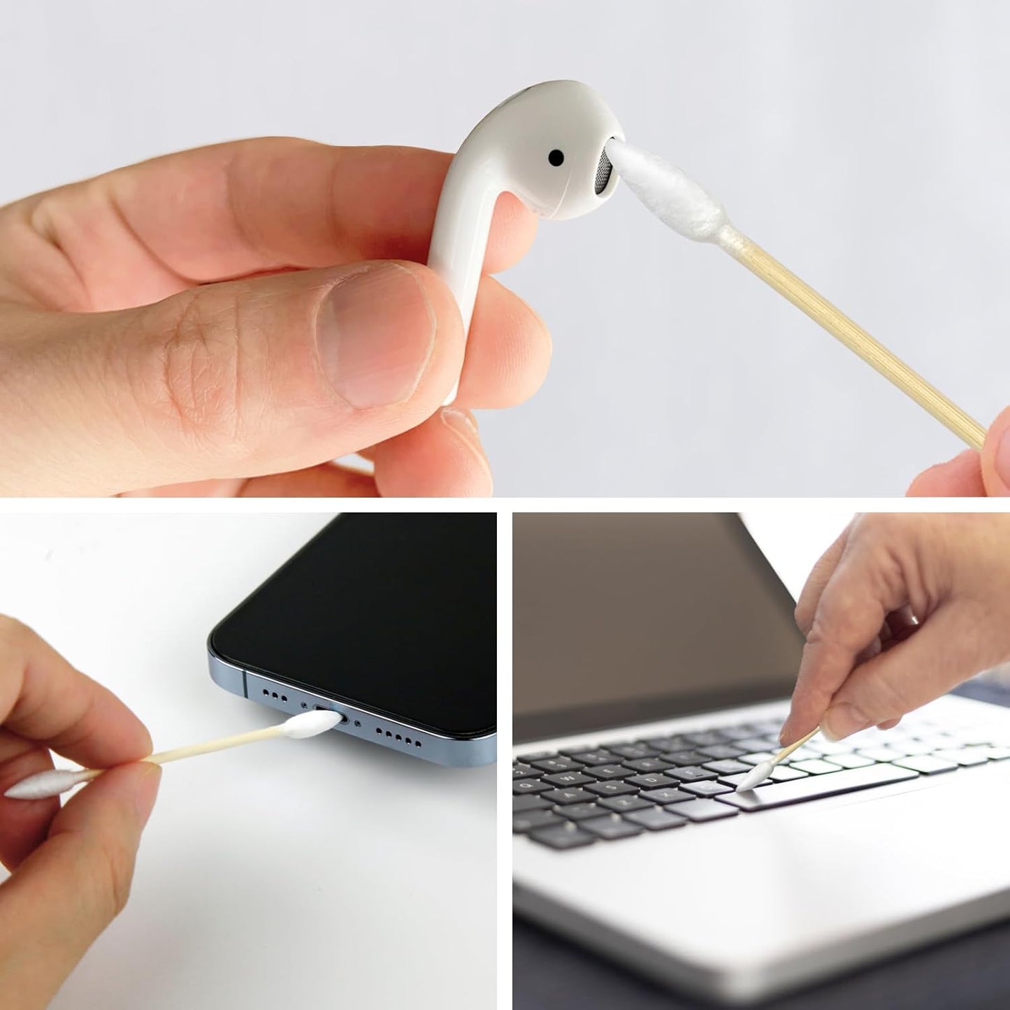 eyxformula 500 Count Pointed Tip Cotton Swabs - Double Precision Tips with Bamboo Sticks - Pointy Cotton Swabs for Makeup & Nail Polish Touch-ups, Cosmetic Application, Art & Crafts, Detailed Cleaning