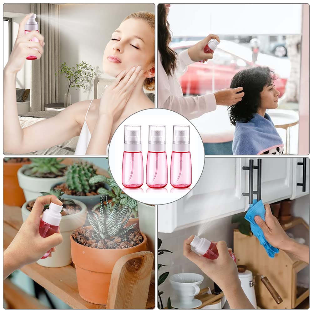 Cosywell Travel Size Spray Bottle TSA Approved 2oz 60ml 3 Pack Leak Proof Fine Mist Spray Bottles Empty Plastic Refillable Mist Sprayer for Perfume Essential Oils Toners Rose Water Cosmetics (3Pink)