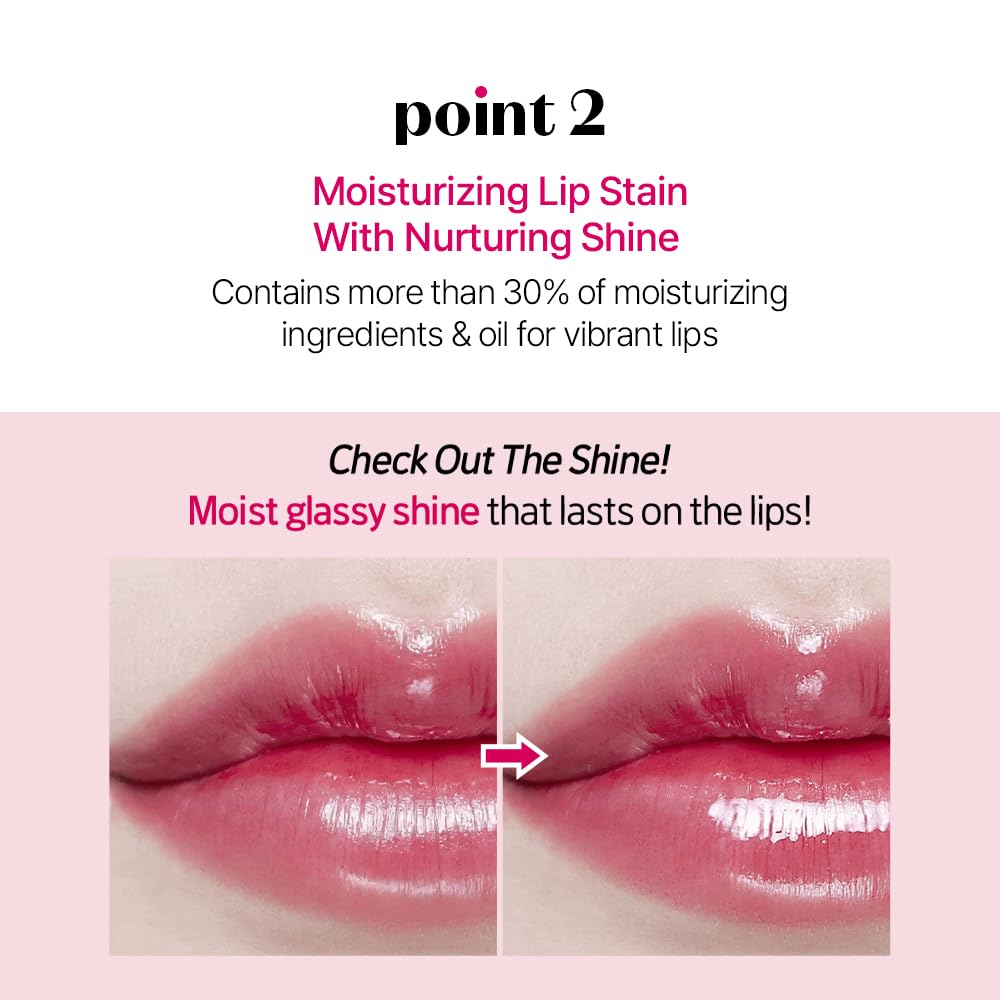 ETUDE Glow Fixing Tint #4 Chilling Red | Non-Sticky Glossy Shine Lip Stain | Fills up with