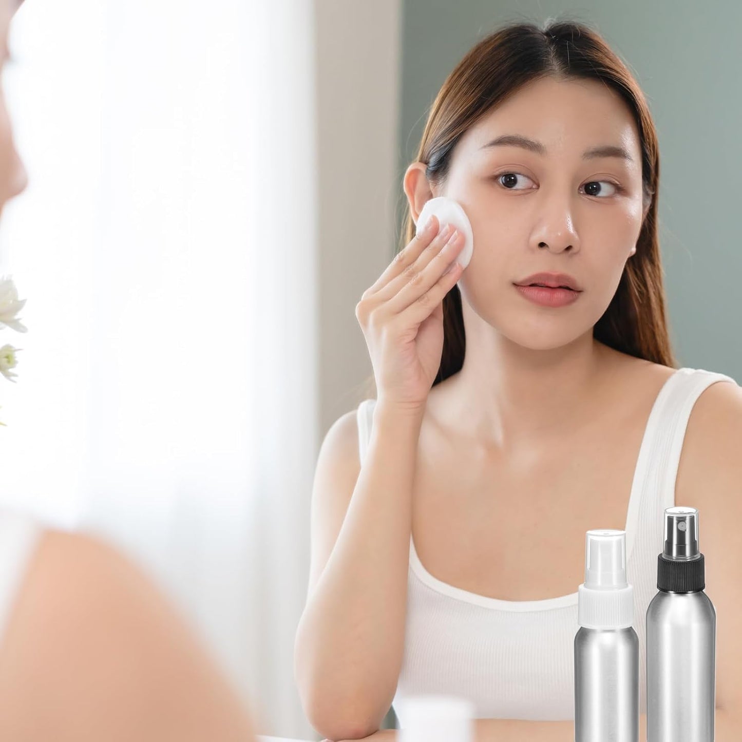 HARFINGTON 3pcs Aluminum Fine Mist Spray Bottles 60ml/2.03oz Metal Small Liquid Alcohol Refillable Travel Container with Black Plastic Nozzle Cap for Perfume Skincare Cosmetic Storage Bottle