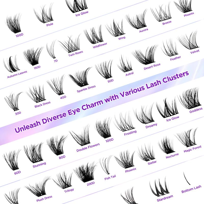 Lash Extension Kit DIY Lash Clusters Kit Eyelash Extensions Individual Lashes Extensions with (BondSeal,Tweezers,168Pcs,SparkleDress,0.07D,8-18)