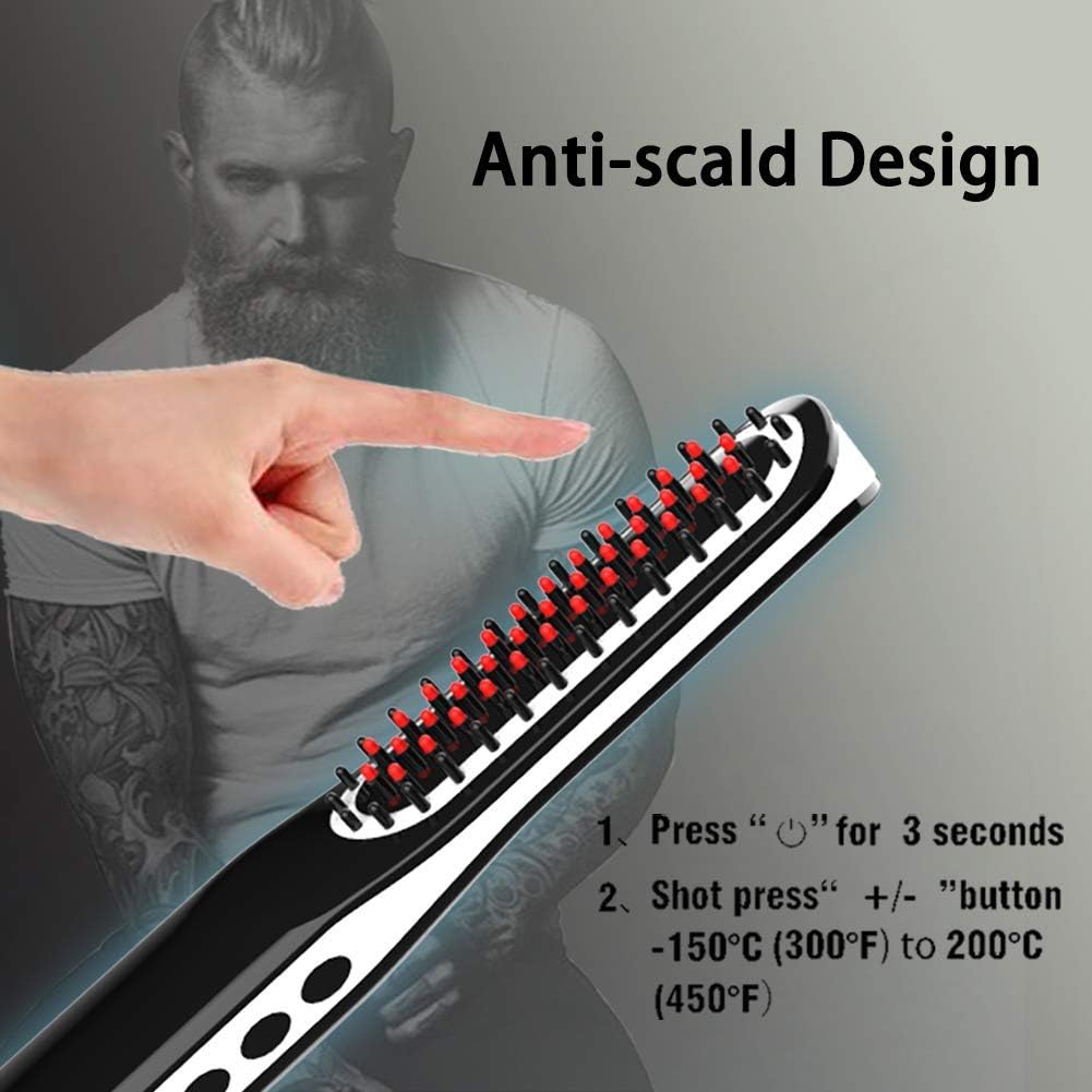 Beard Straightener, Beard Straightening Comb with Cordless/Mini Sized/Auto Shut Off for Traveling, Home, Dating, Great Gift for Dad, Father's Day Gift