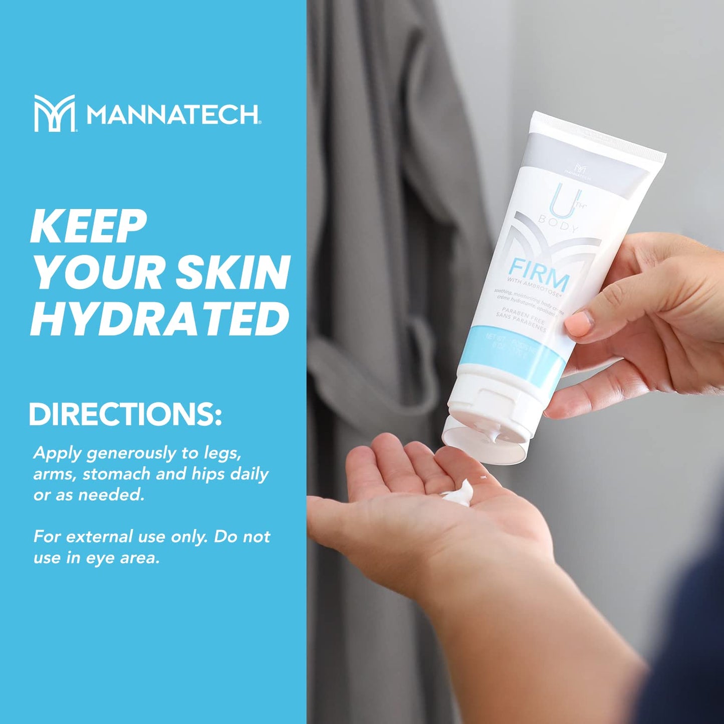 Mannatech Moisturizing Body Cream, Firm with Ambrotose 6oz. Moisturizer for Dry Skin, Refresh, Hydrates, and Softens Whole Body, Mild Formula, Paraben-Free, Moisturizing Cream For All Skin-Types