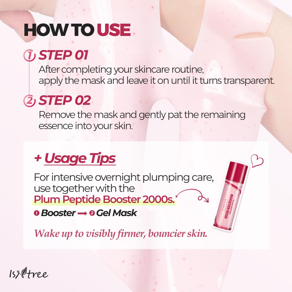 IsNtree Plum Peptide Plumping Gel Mask 30g x 4 Sheets | Korean Skincare | Cooling Gel Mask for