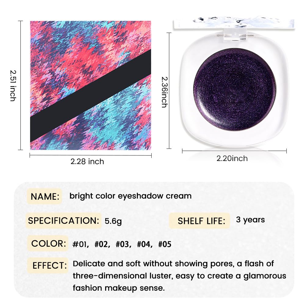 Dark Purple Cream Glitter Shimmer Metallic Eyeshadow Palette Makeup Halloween Birthday Party Wear, Natural Single Mini Instant Holographic Eyeshadow For Women, Sombras Crema Para Ojos
