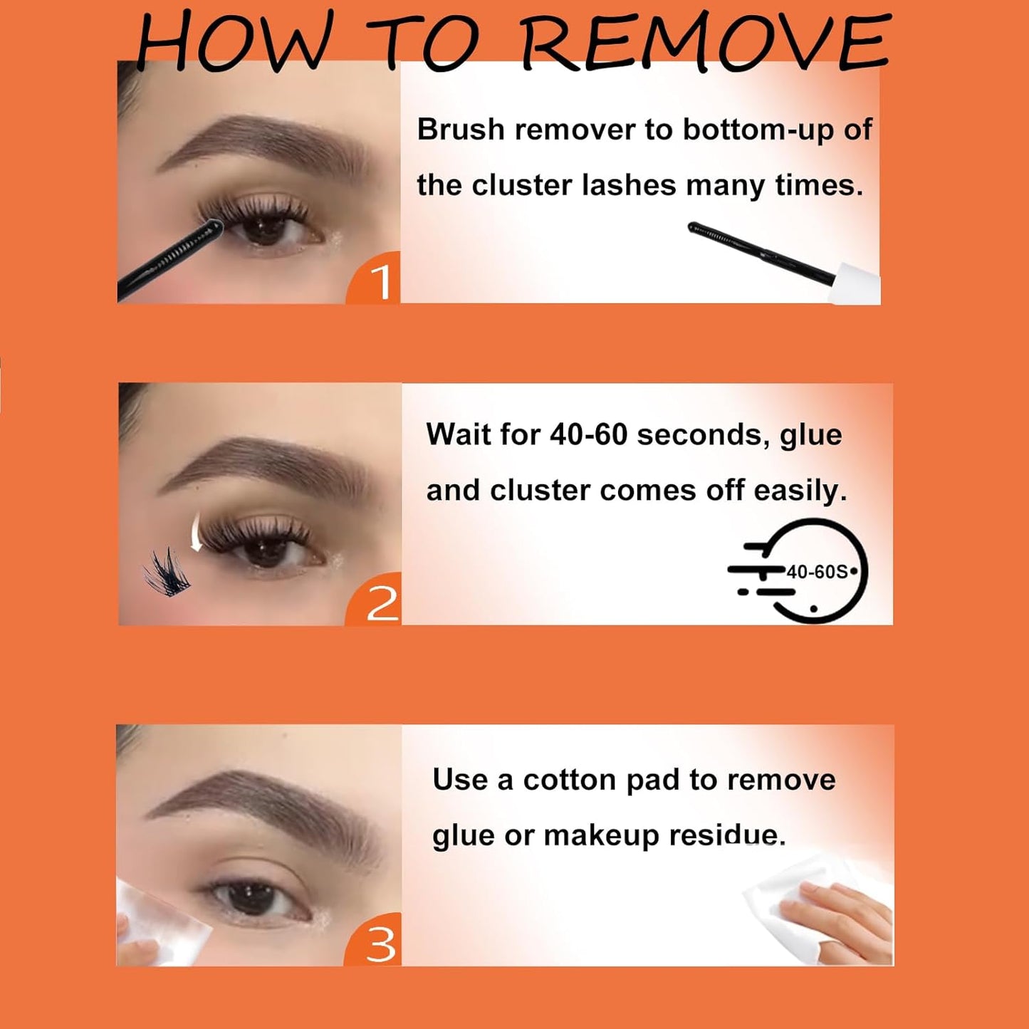 Lash Bond and Seal Waterproof 3-IN-1 Lash Remover for Lash Extensions Lash Glue for Eyelash Clusters DIY Eyelash Extension Remover Lash Cluster Glue Kit Eyelash Remover 15ml (Black)