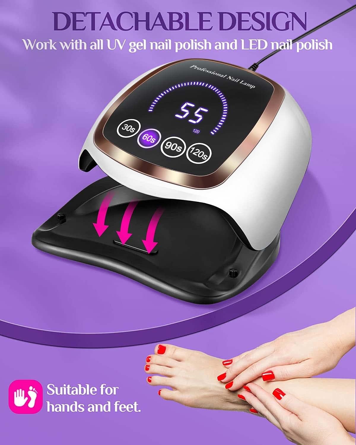 UV LED Nail Lamp, Gugusure 168W Nail Curing Lamps for Home & Salon, Led Nail Dryer for Gel Polish with Automatic Sensor/4 Timer Setting, Professional Nail Art Tools for Fingernail and Toenail Nail