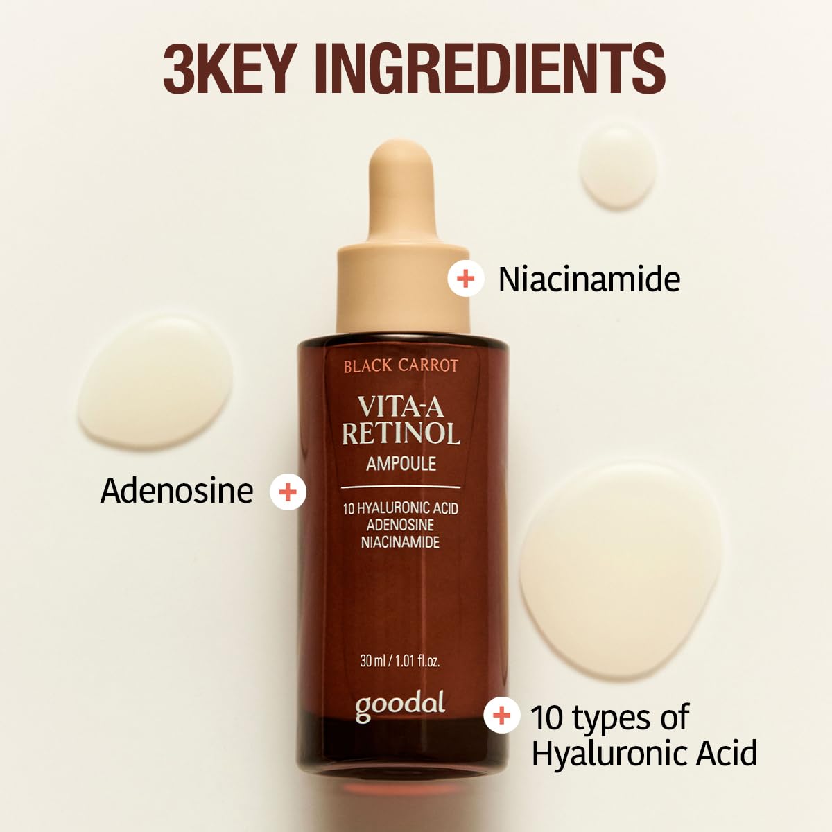 GOODAL Black Carrot VITA-A Retinol Ampoule 30ml, Hydration Facial Serum for Glowy Skin, Lightweight