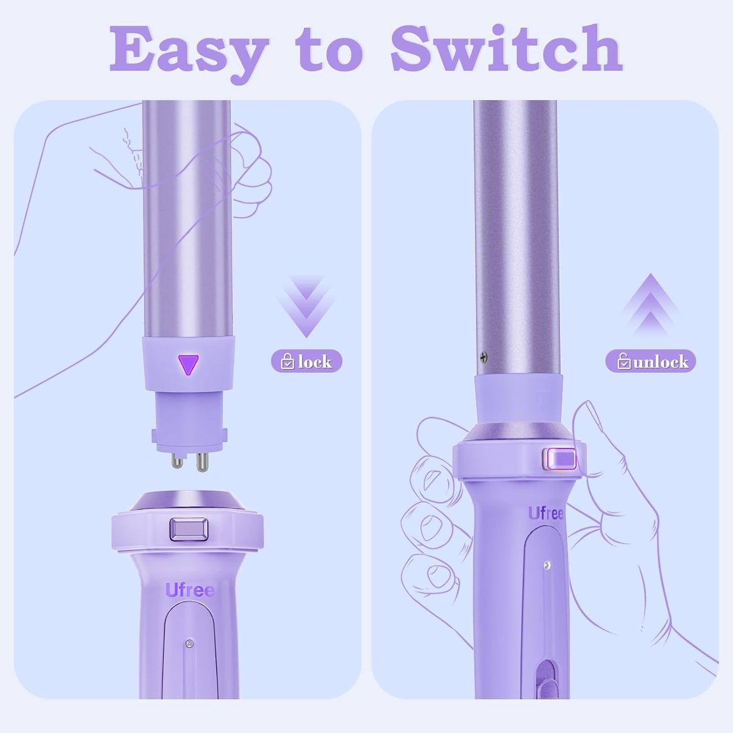 Birthday Gifts for Women, Ufree 5 in 1 Curling Iron with Interchangeable Ceramic Barrels (0.35"-1.25"), Curling Wand Set with Flat Iron Hair Straightener, Instant Heat Up, Dual Voltage Hair Curler