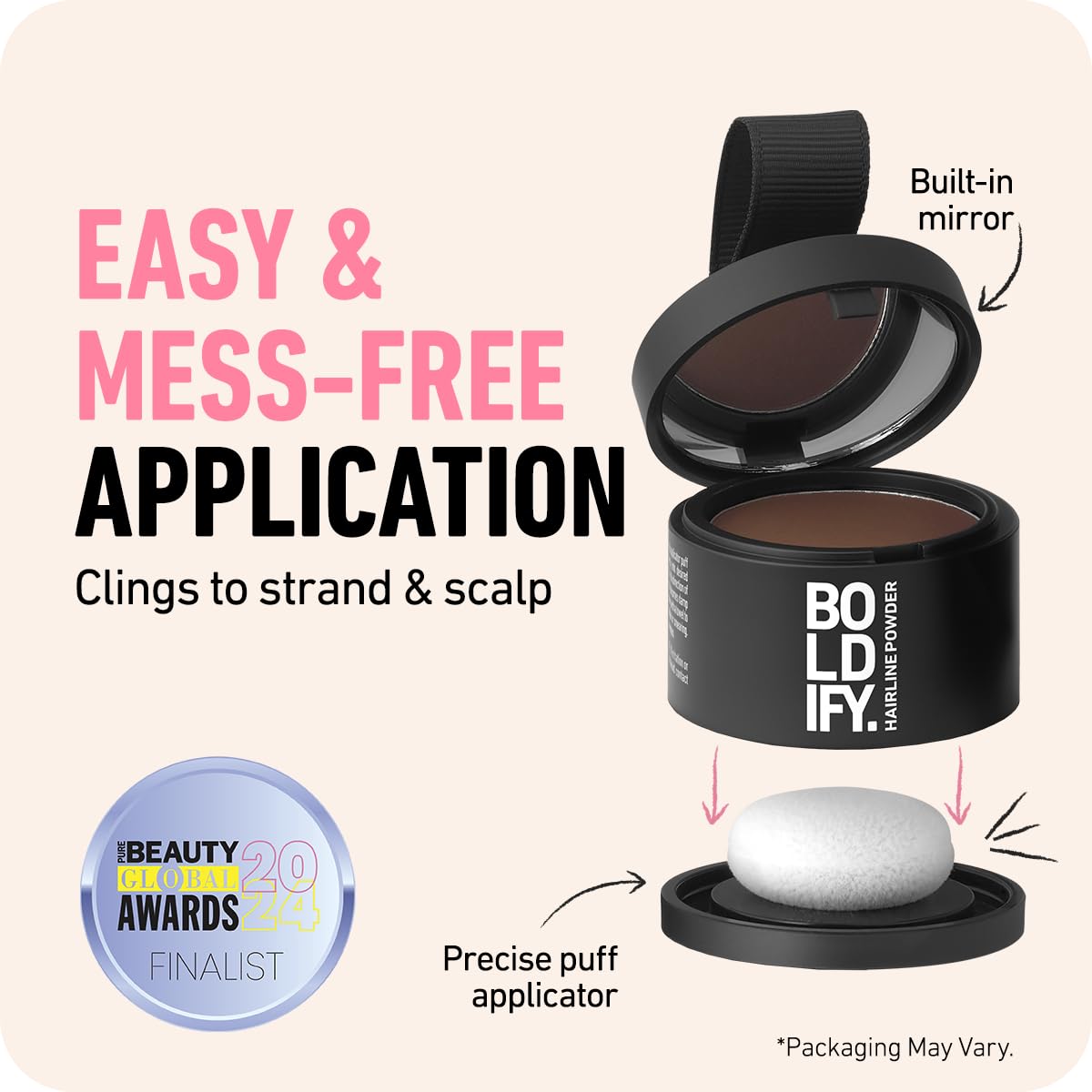 BOLDIFY Hairline Powder - Root Touch Up Hair Color for Gray Coverage - Bald Spot Concealing Hair Powder for Women & Men - 48-Hour Stain-Proof - Dark Brown
