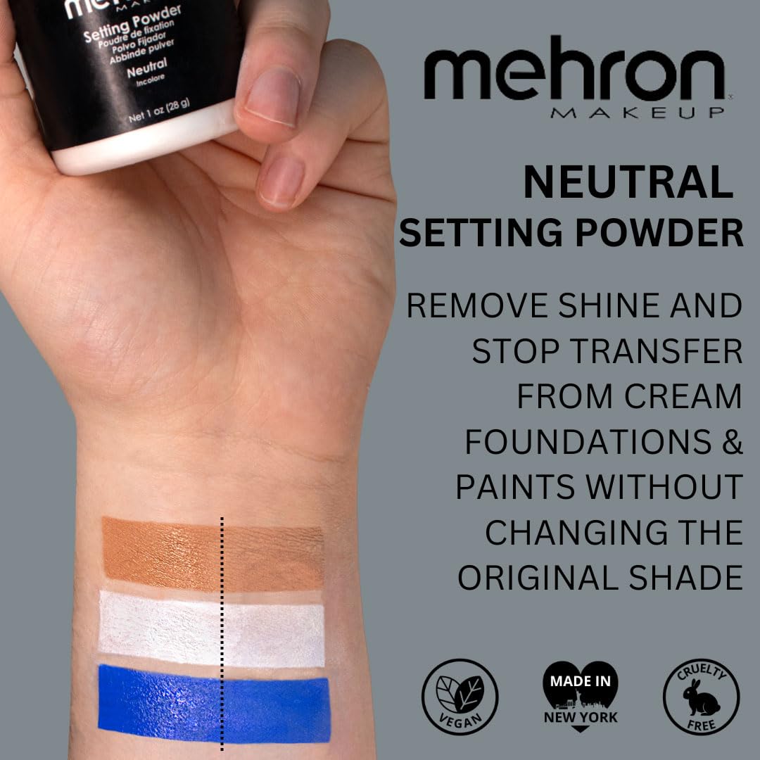 Mehron Makeup Setting Powder | Loose Powder Makeup | Perfect for Halloween 1 oz (28 g) (Neutral)