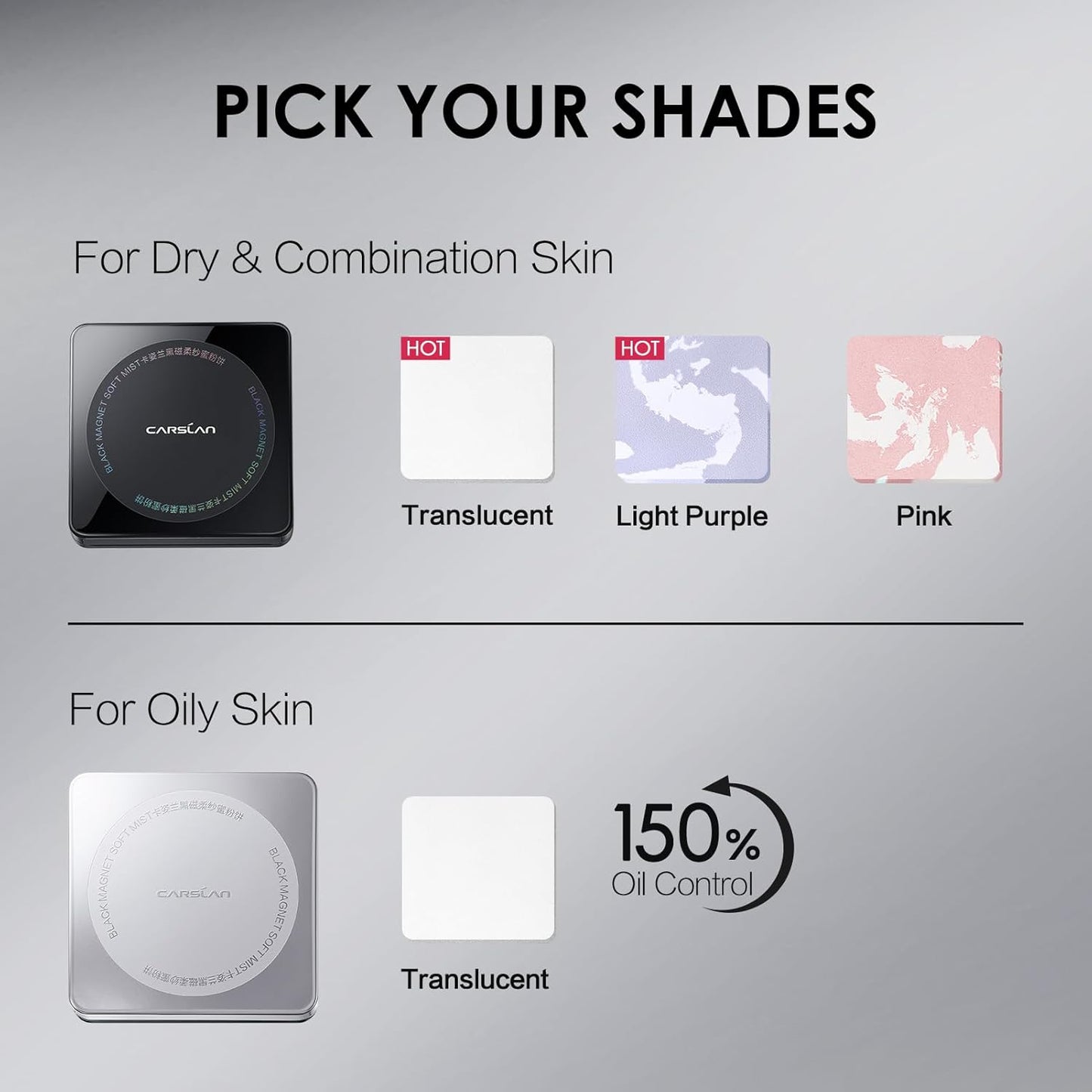 Waterproof Face Pressed Powder Compact, 24H Longlasting Oil Control Pressed Setting Powder Talc-Free Makeup, Shine Free, Poreless, Smooth, 01 Translucent for dry&com skin (0.28Oz)