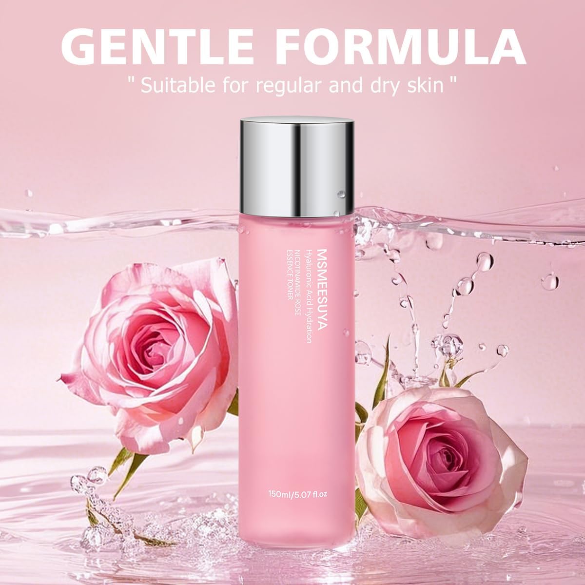 Nicotinamide Rose Essence Toner, with Rose Extract, Moisturizing, A Fresh and Delicate Feel, Alcohol-Free, Suitable for All Skin Types, 150ml/5.07 fl oz per Bottle.