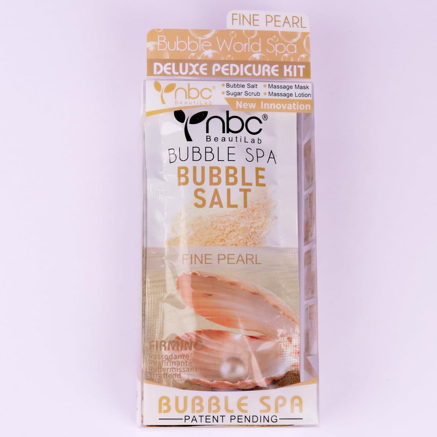 Pedicure Kit Foot Soak Set: Bubble Salt, Sugar Scrub, Massage Mask, Massage Lotion in a Box, 4 Step Foot Spa Kit for Dry Feet,Tired Feet(1 Set Pearl )