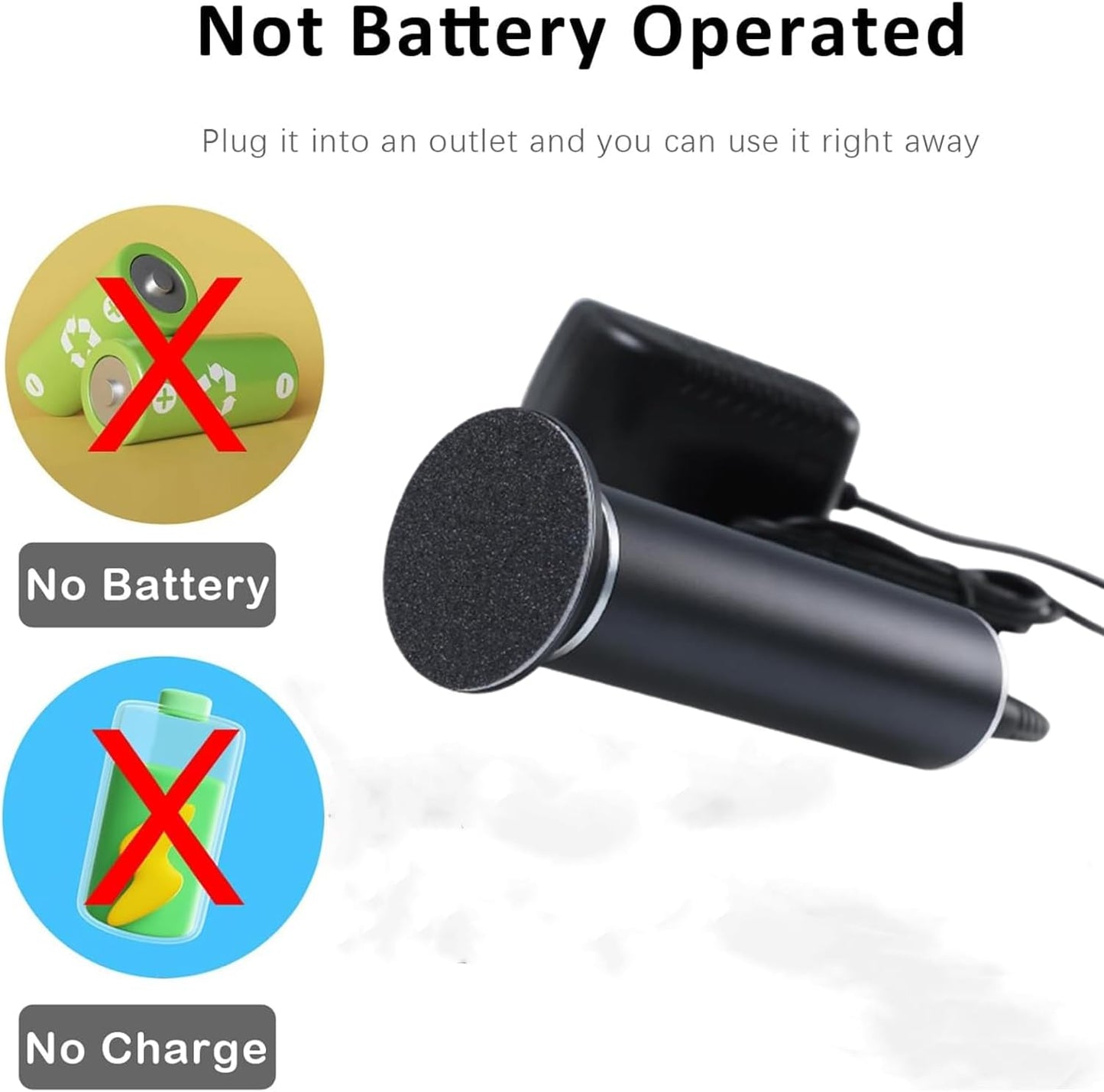 Electronic Foot File Grinder (Speed Adjustable) with 60pcs Replacement Sandpaper Disk,Electric Foot Scrubber Dead Skin Remover,for Feet Hard Cracked Dry Dead Skin Exfoliation,Unisex(Black)