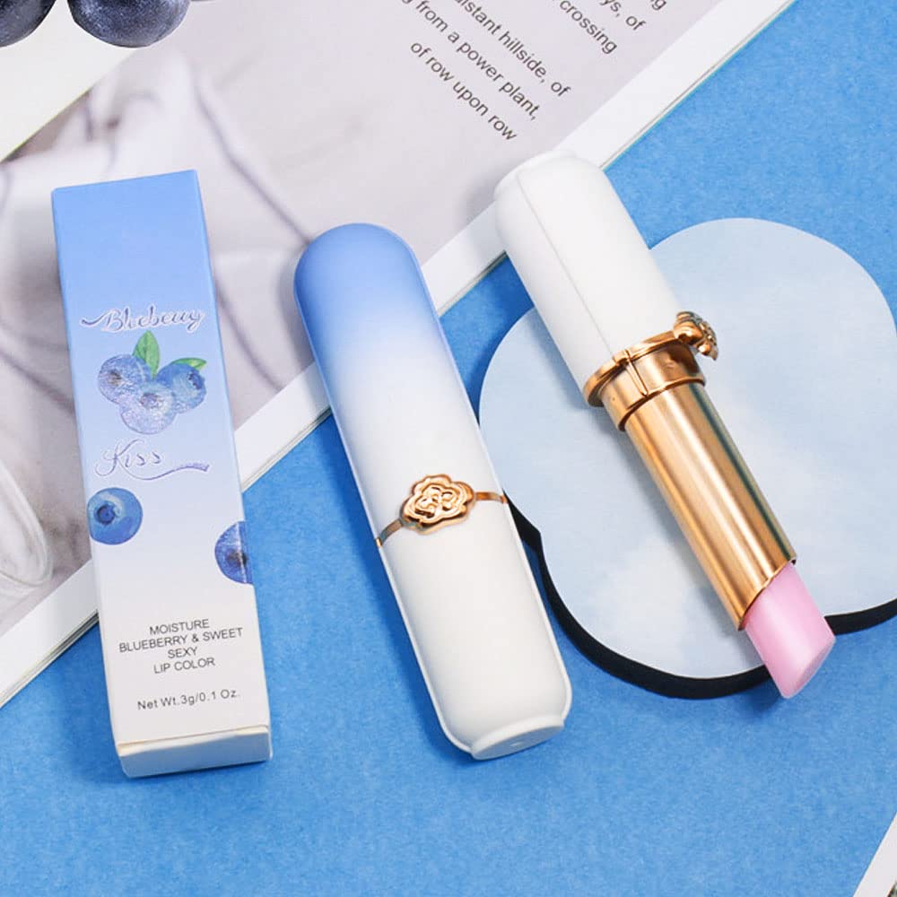 evpct 2Pcs Blueberry Tinted Lip Balms PH Lip Color Changing Lipstick Balm Stain Gift Set Queen for Women Girls Korean Mood Long Lasting Color Change Light Pink Lipstick Lip Tint Plumper Gloss