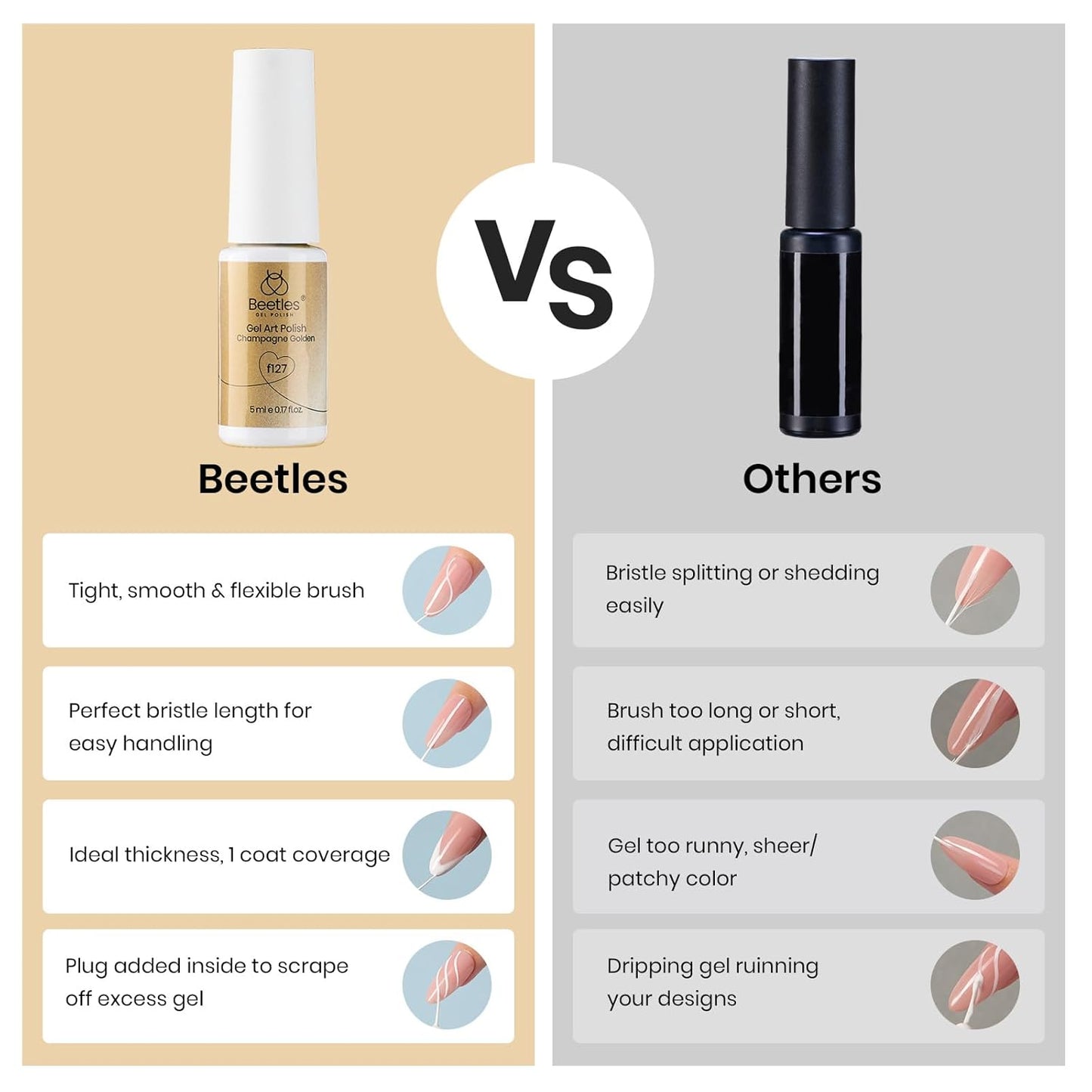 Beetles Gel Liner Nail Polish Set 10ml, 4 Pcs Nail Art Liner Gold Glitter Silver Black White Gel Polish Kit, 3D Mirror Gel Painted Glossy Swirl French Chrome Effect Nail Design Gift for Women