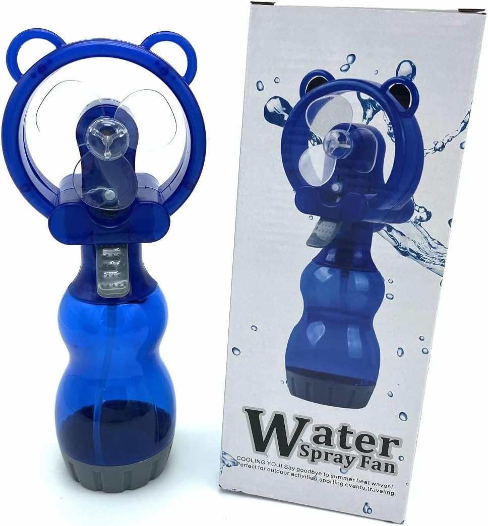 Water Misting Fan Portable Handheld Spray Fans Battery Operated for Outdoor Cooling- Set of 3 (Blue/Green/Yellow)