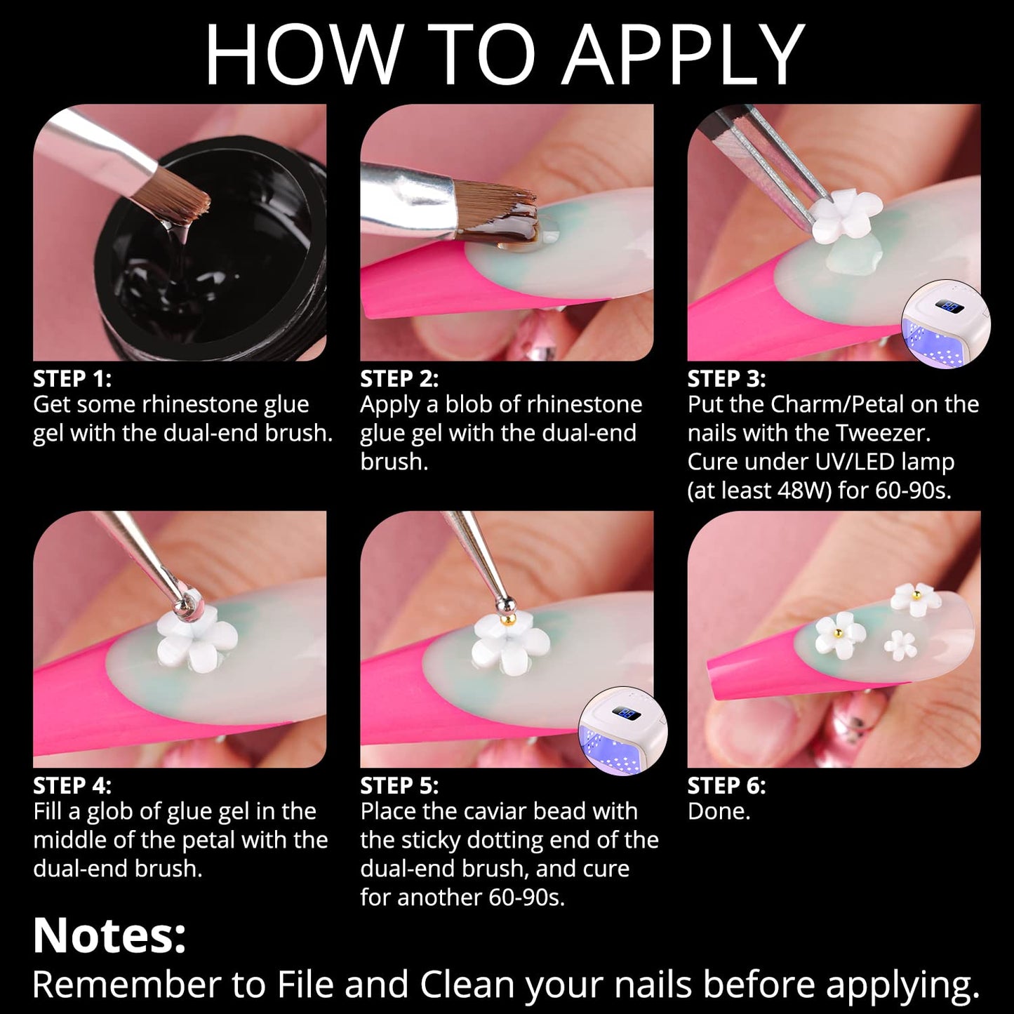 Mixed 3D Nail Art Gem Decoration Accessories Kit #4, Aurora Bear Bow Butterfly Starry AB Rhinestone Charm Jewelry for Deco, Pearl Flower Caviar Bead Stone Crystal with Dual-End Brush and Tweezer