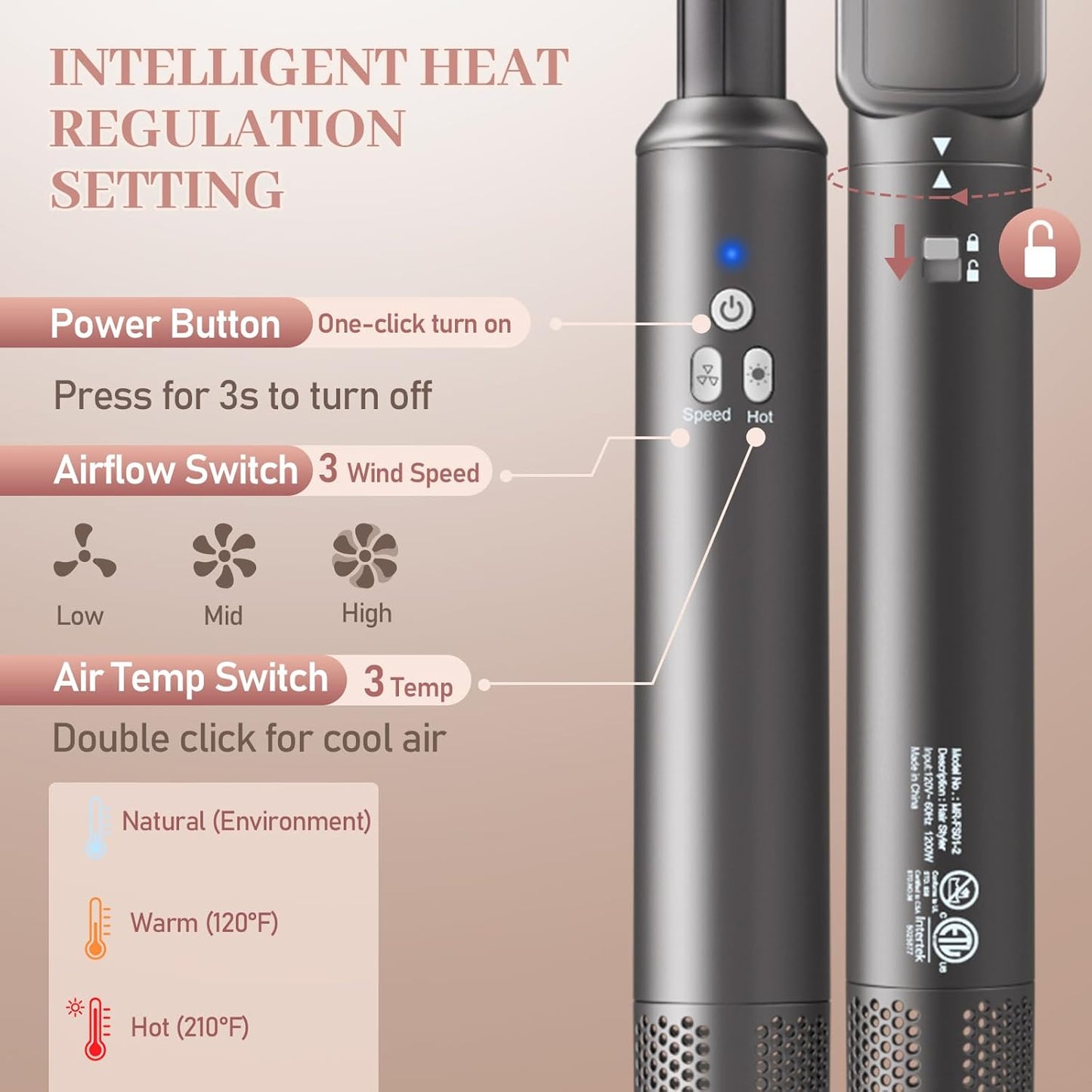 6 in 1 Air Styling & Drying System, Powerful High Speed Hair Dryer Brush & Multi-Styler with Auto Wrap Curlers,Hair Straightener Brush,Round Volumizing Brush,Soft Smoothing Brush