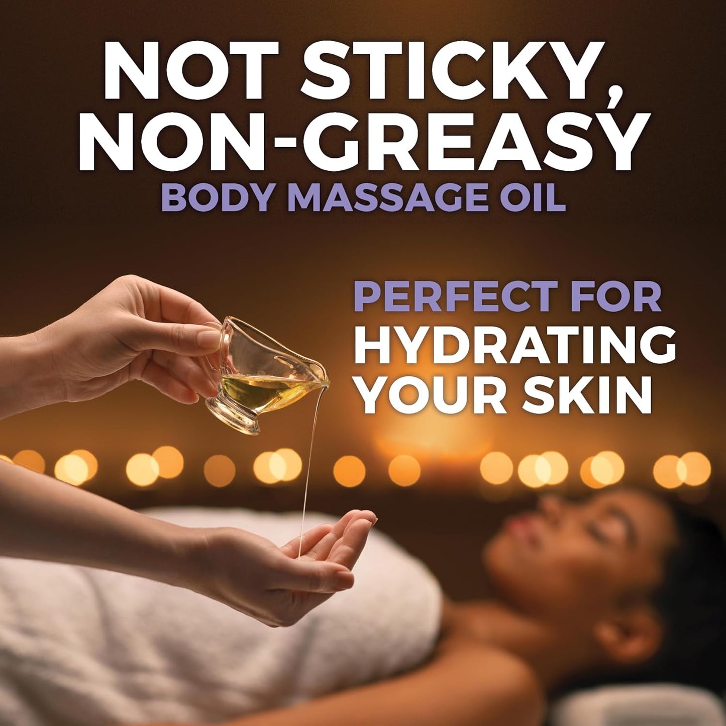 Viva Naturals Organic Massage Oil (8 fl. oz.) - Lavender Scented Non-Greasy Body Massage Oil with Mess-Free Pump, Moisturizing Massage Oils for Massage Therapy, Non-GMO and Certified Organic, 237 mL