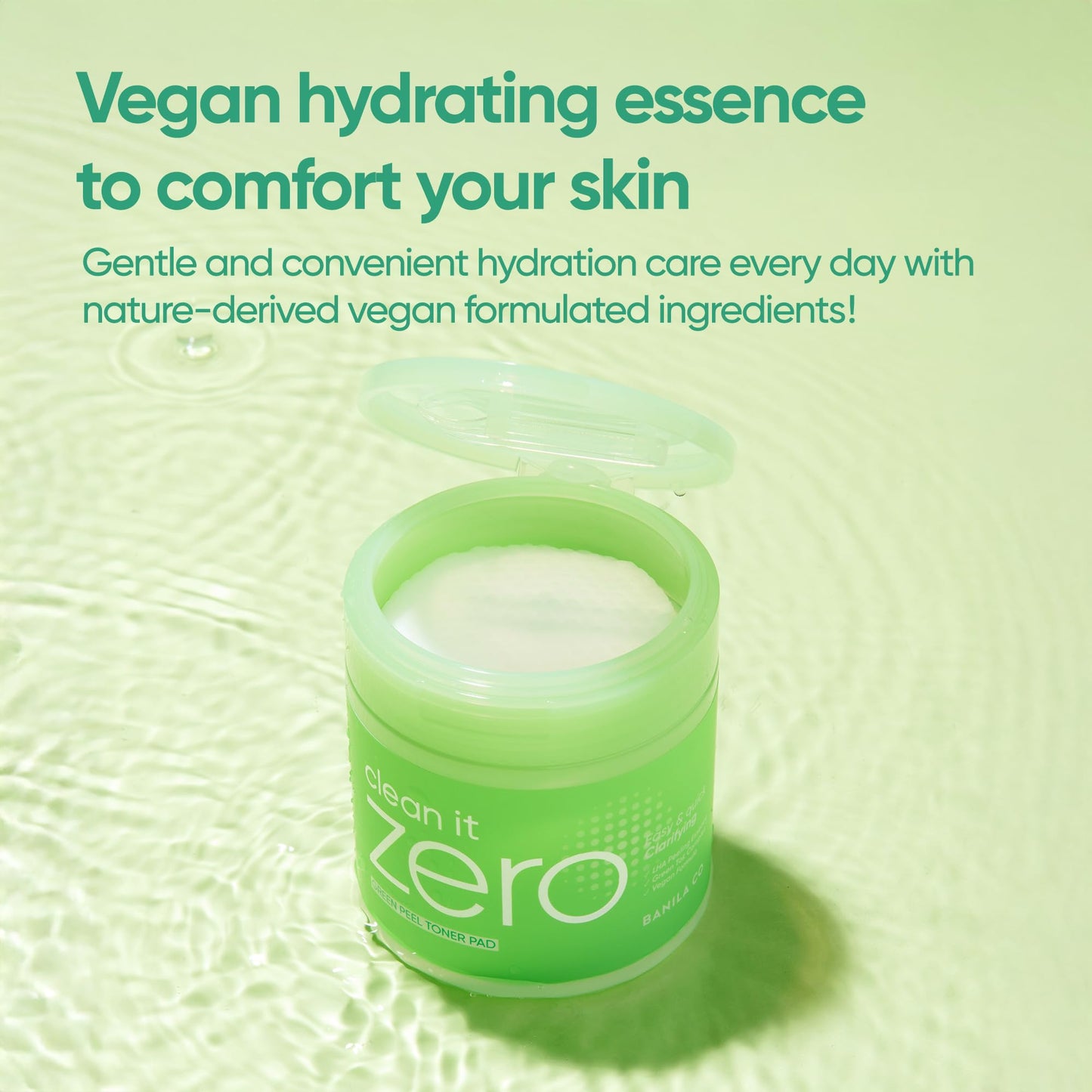 Banila Co Clean it Zero Green Peel Toner Pads with a Vegan Blend of LHA and Kale. (70 pre-Soaked