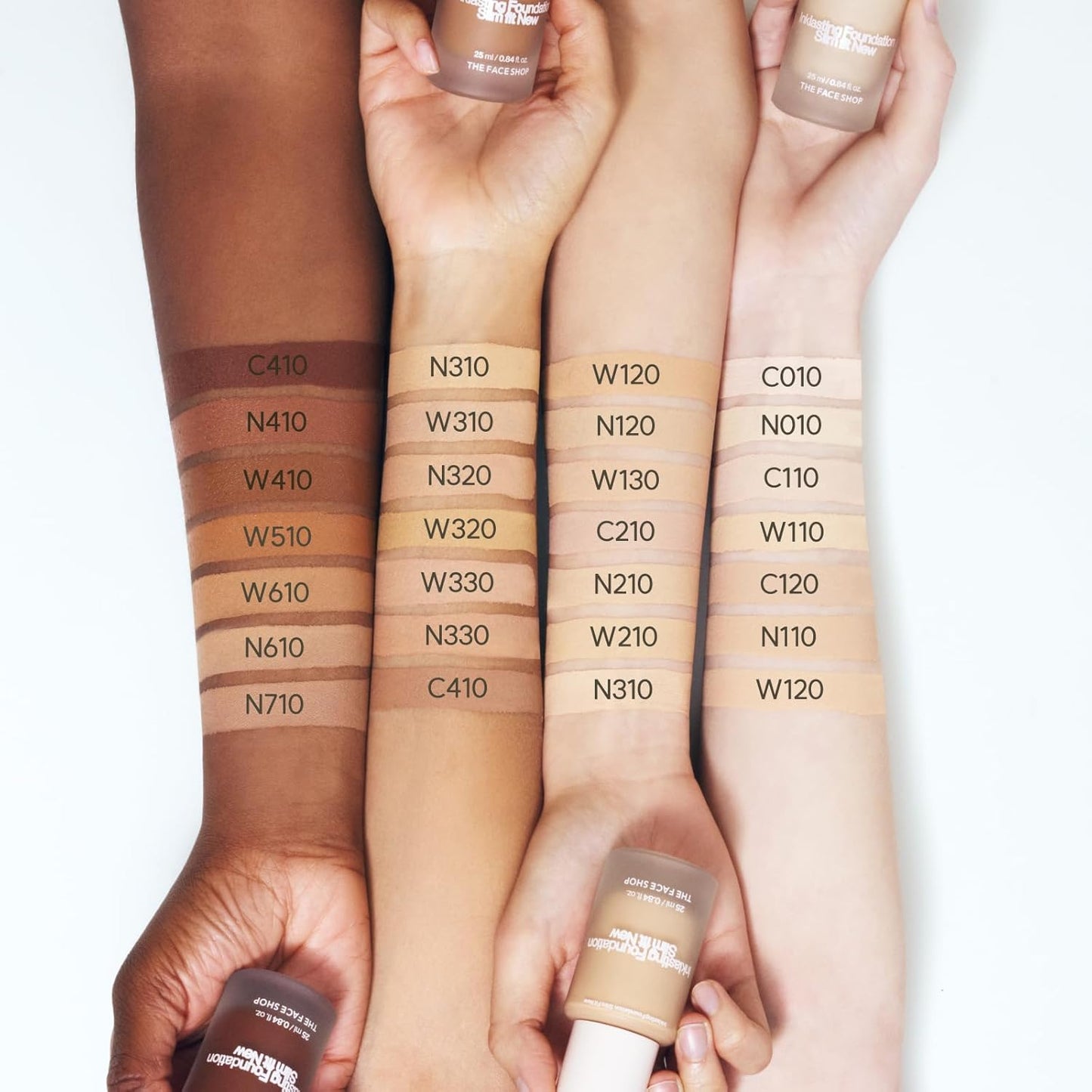 THE FACE SHOP Ink Lasting Liquid Foundation, Full Coverage, 72‑Hour Wear Semi‑Matte Finish, Makeup with Bakuchiol, N410 Cappuccino, 0.84 Fl. Oz.