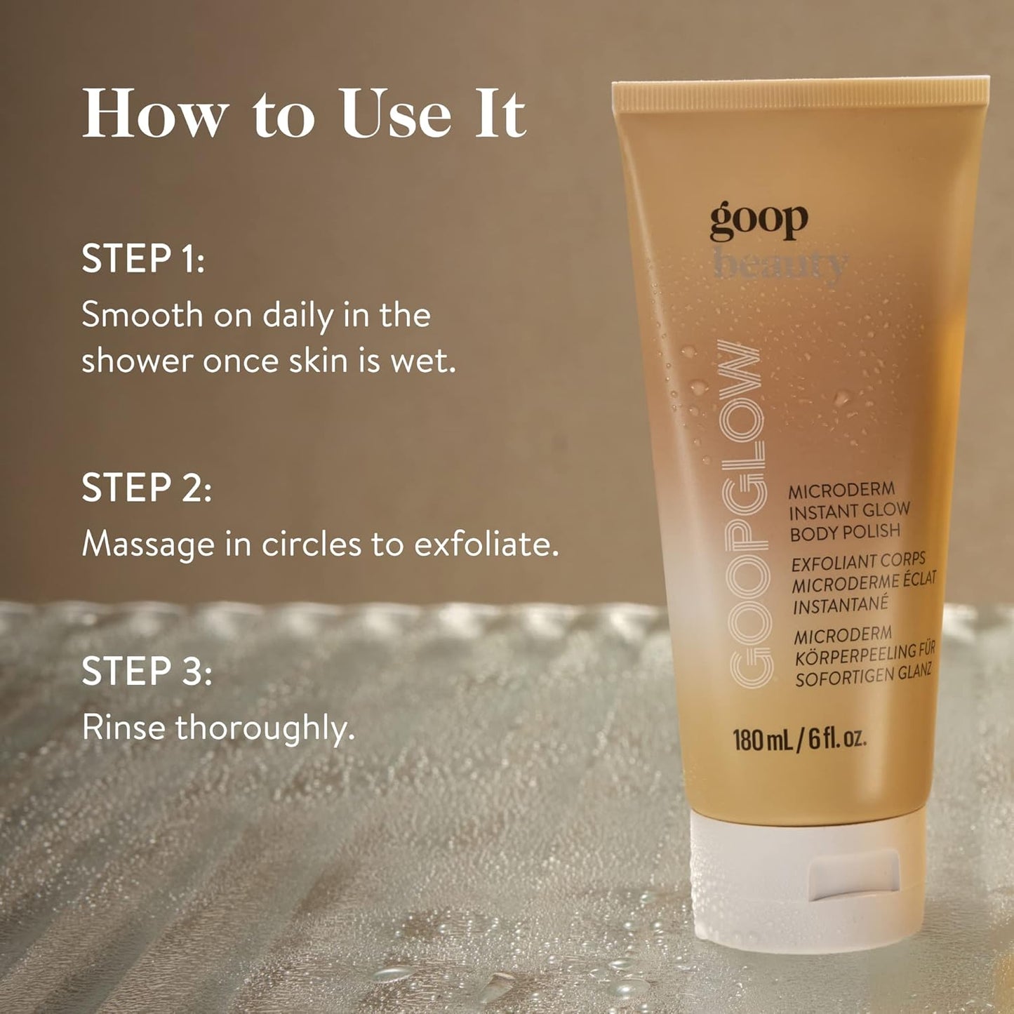 goop Beauty Microderm Body Polish | Exfoliating Scrub & Foaming Cleanser for Glowing Skin | Salts & Kakadu Plum Seed Oil for Hydration | Inspired by Microdermabrasion | 6 fl oz