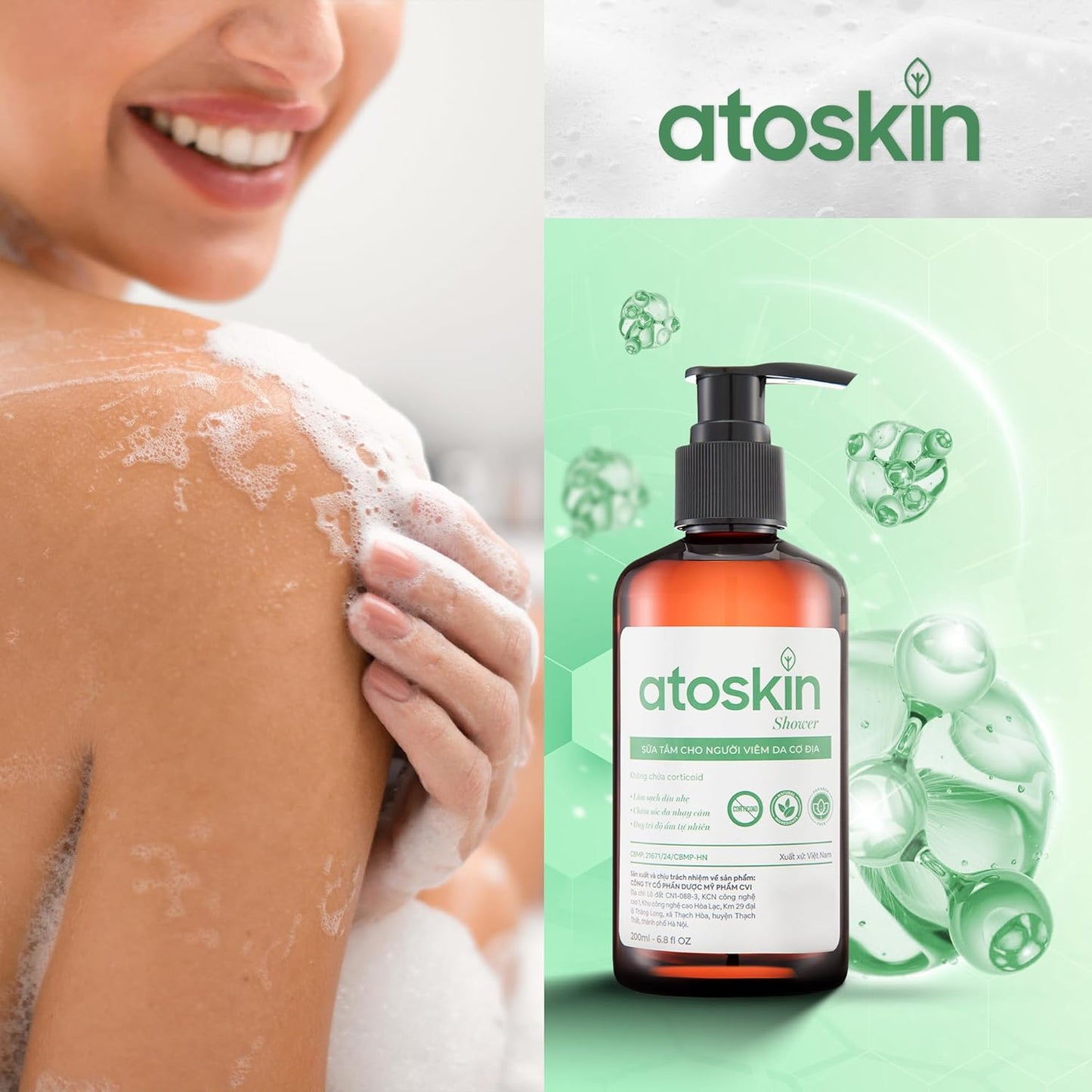 Atoskin Shower Gel (3 Pack) - for Eczema, Psoriasis, Dermatitis, and Anti-Itch Relief - Maximum Strength for Both Kids and Adults (20.4 oz)