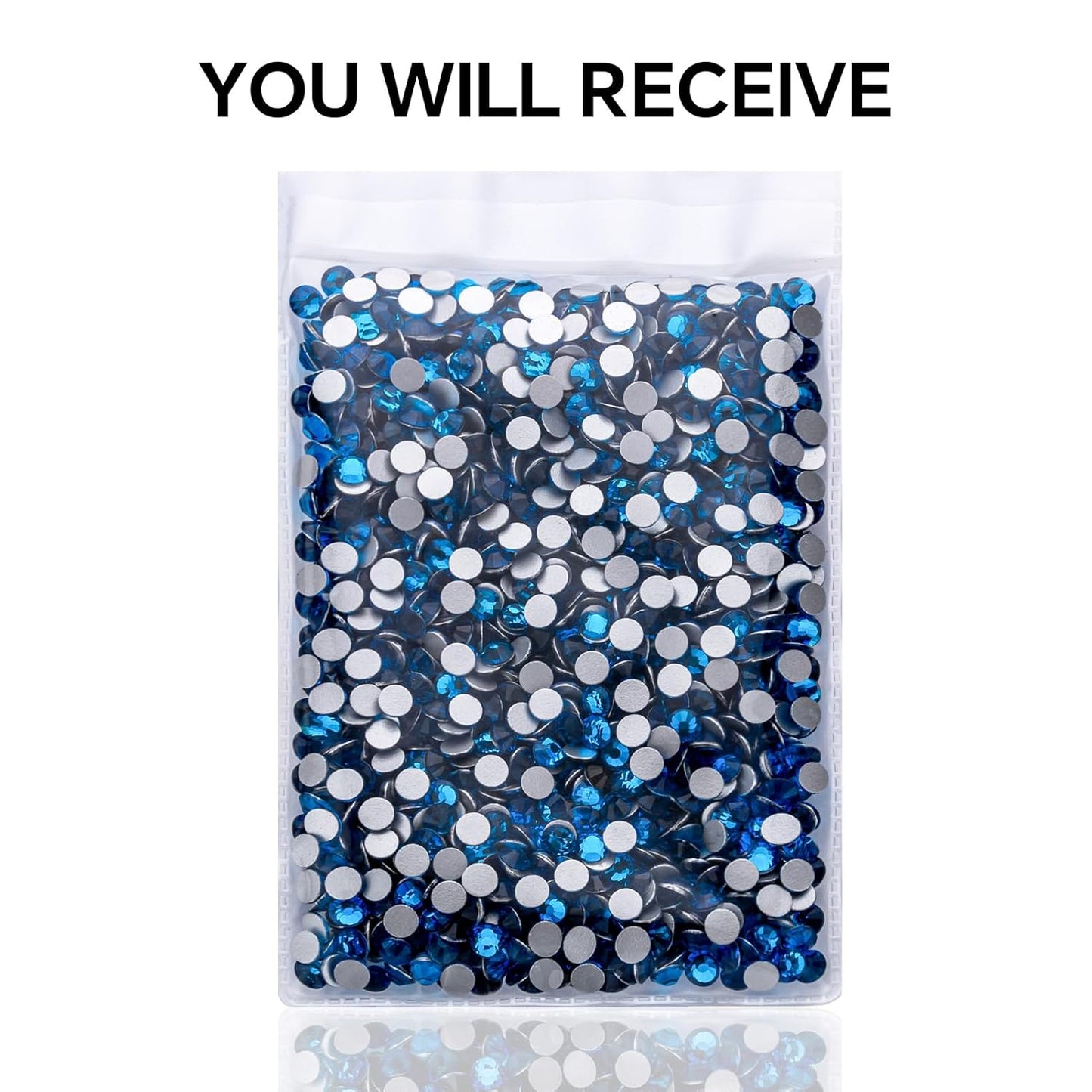 1440Pcs Blue Zircon Crystal Rhinestones,Glass Flatback Rhinestones Gemstones for Nail Face Makeup Art Crafts Clothes Decoration-(SS16,4.0mm,Blue Zircon)