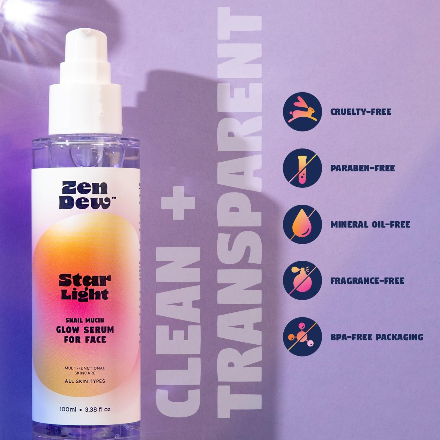 Star Light Snail Mucin Face Serum with Blue Light Skin Defense, 3.38 Oz – Silky Smooth Korean Glow Serum that Restores Moisture and Leaves Skin Brighter, Plumper, Soothed and Smooth