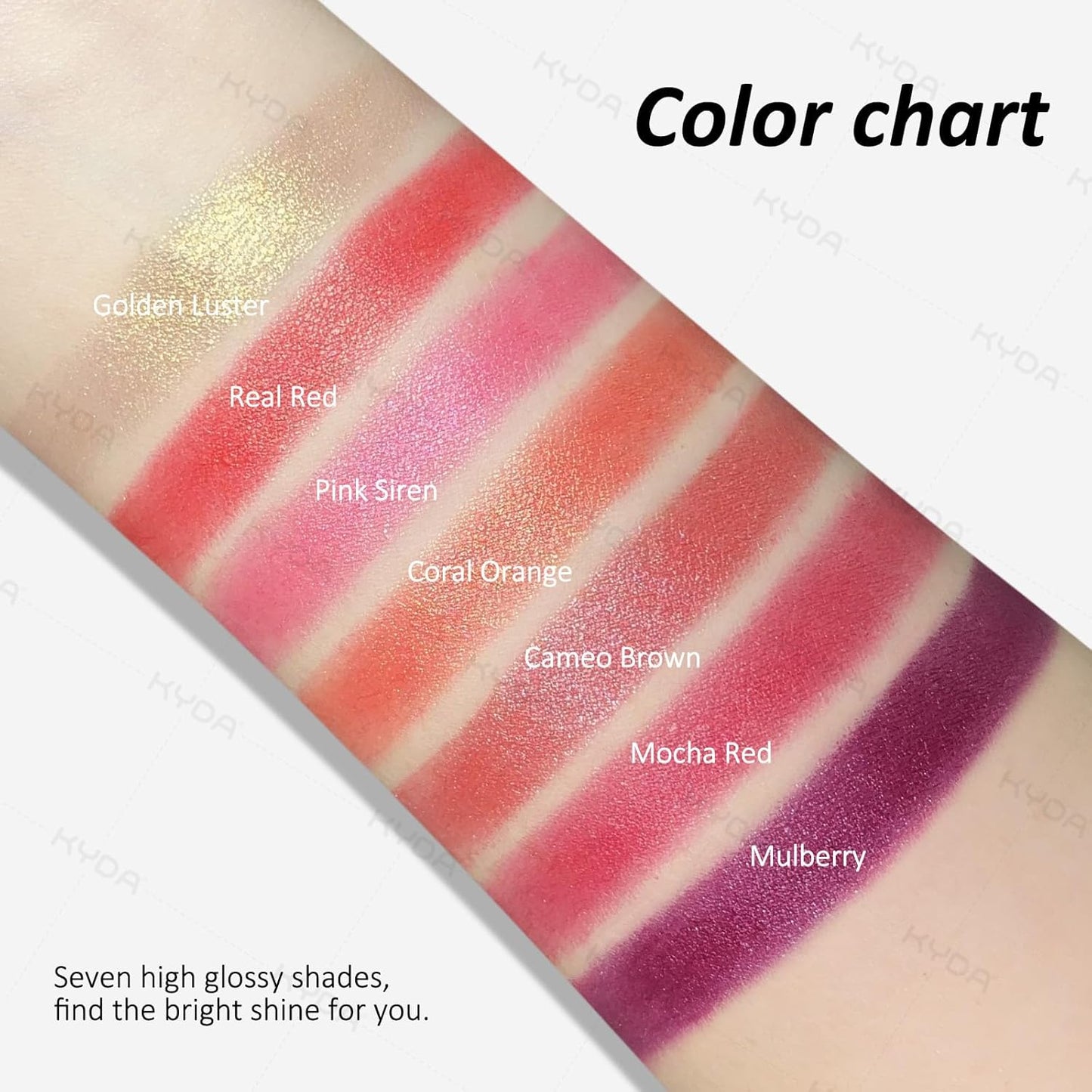 KYDA Red Shimmer Lipstick, Metallic Pearl Lipstick, Lasting Non-sticky Glitter Lips Color, High Glossy Lips Makeup for Women, Real Red