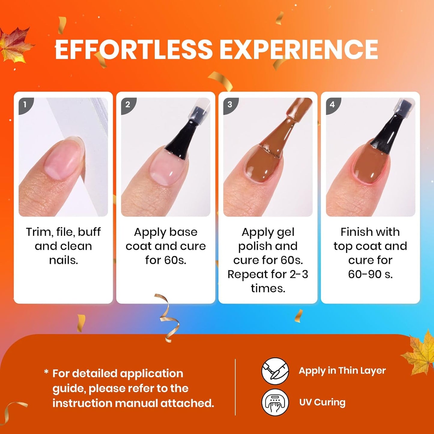 Beetles Gel Nail Polish Set - 20 Colors Warm Mist Fall Gel Nail Kit Burgundy Brown Nude Gold Glitter Gray Shimmer Soak Off Long Lasting with Base & Top Coat Home DIY Salon Nail Art Gift Set for Women