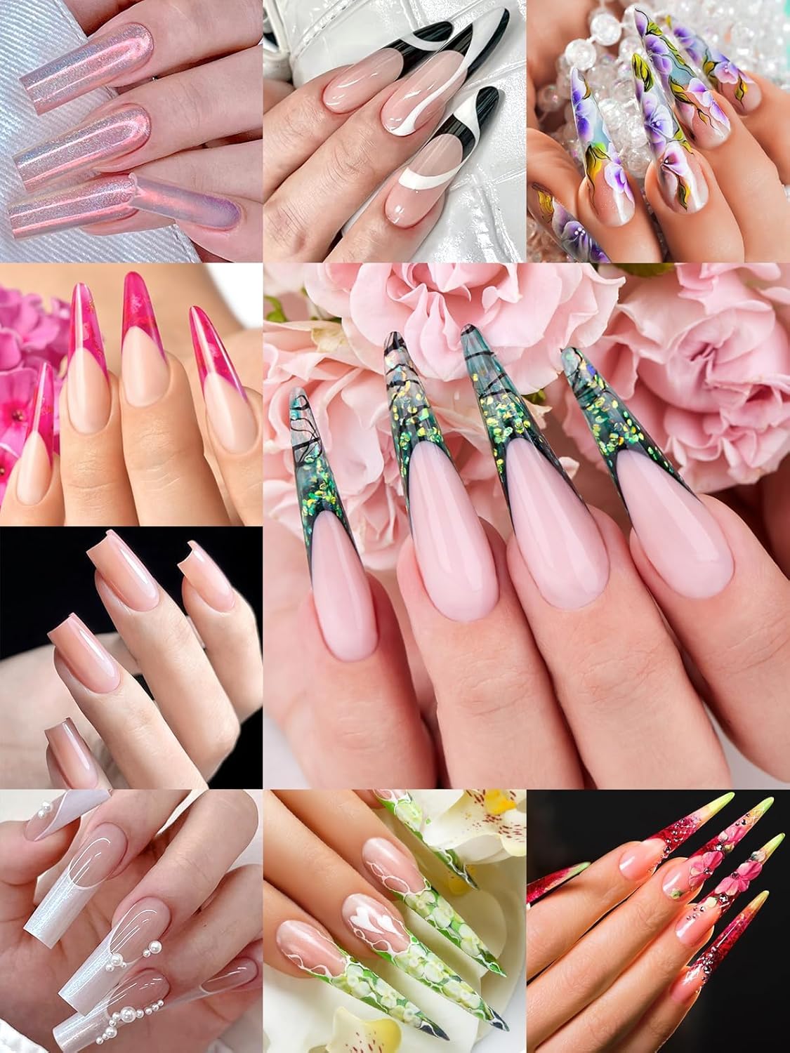 EBANKU 96PCS Clear Matte Dual Nail Forms Kit Full Cover Nail Mold Tips Acrylic Nail Extension Tools 4 Styles 12 Sizes Scale for Poly Gel Nail Art Salon Nails Design