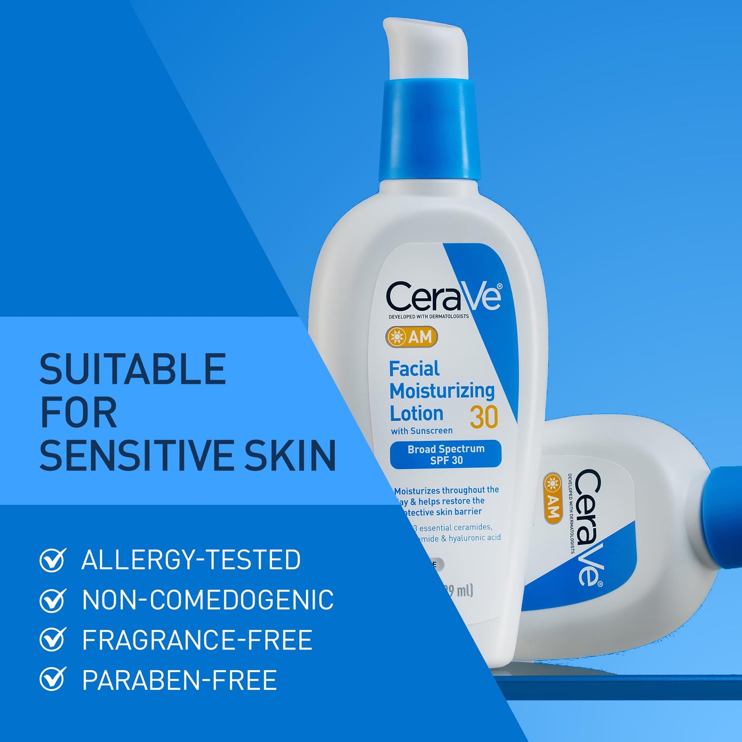 CeraVe AM Oil Face Moisturizer Lotion, Sunscreen for Face, SPF 30, 3oz