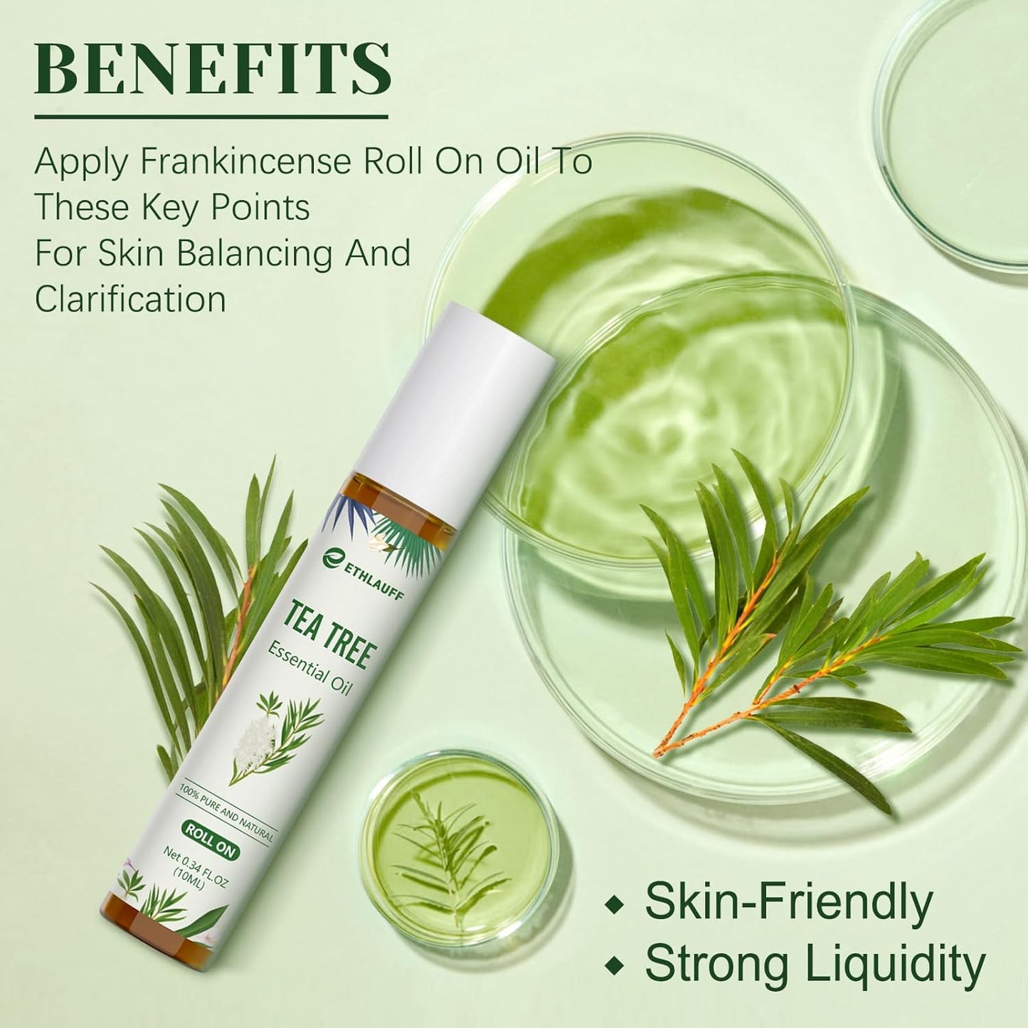 Tea Tree Oil Roll On - 100% Pure Tea Tree Essential Oil for Skin - Premium Quality Aromatherapy Oil