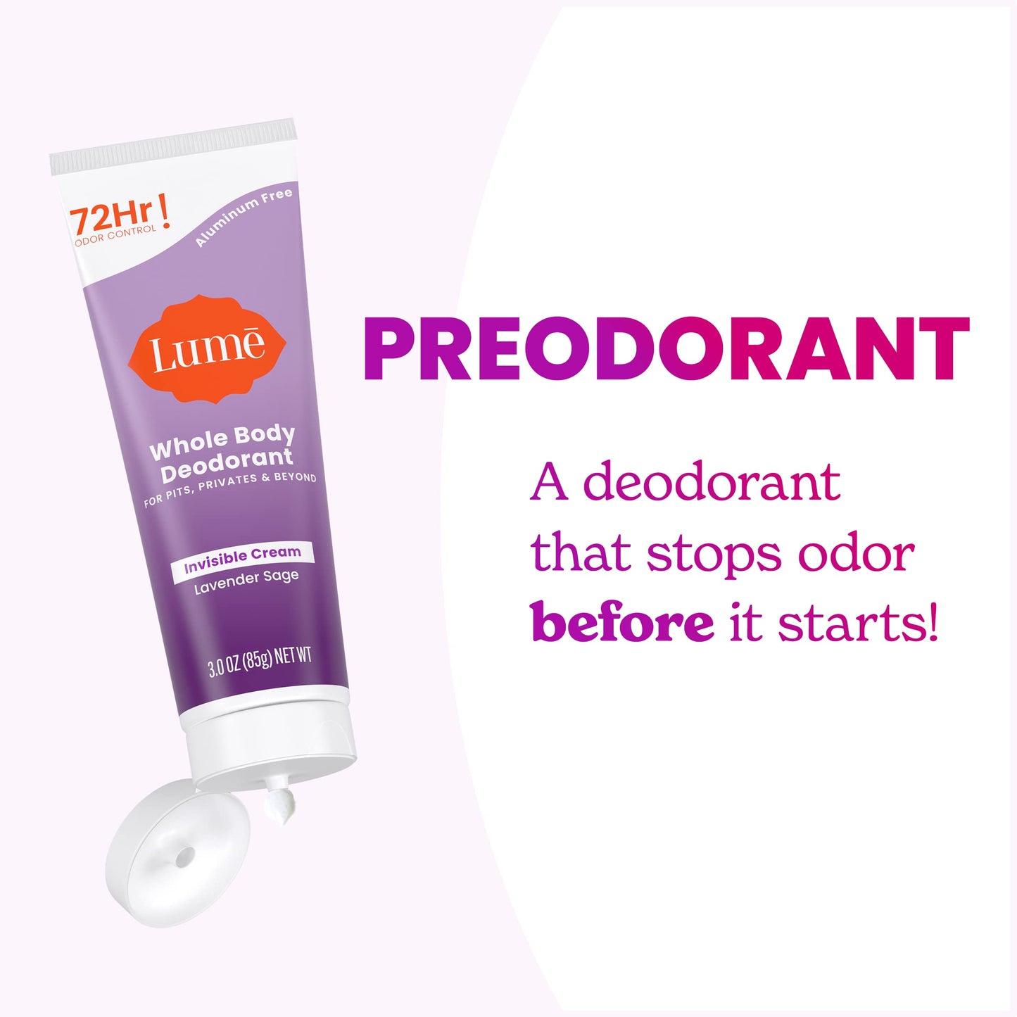 Lume Whole Body Deodorant - Cream Tube - 3 oz (Lavender Sage)