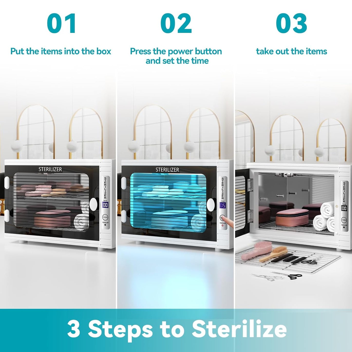 Professional U&V Ster&ilizer Nail Tool Dis&infection Cabinet, 11L U&V Light Equipment for Esthetician, Sani&tizer Box Cleaning Machine with Time Setting for Manicurist,Spa,Tattoo,Barber&Salon