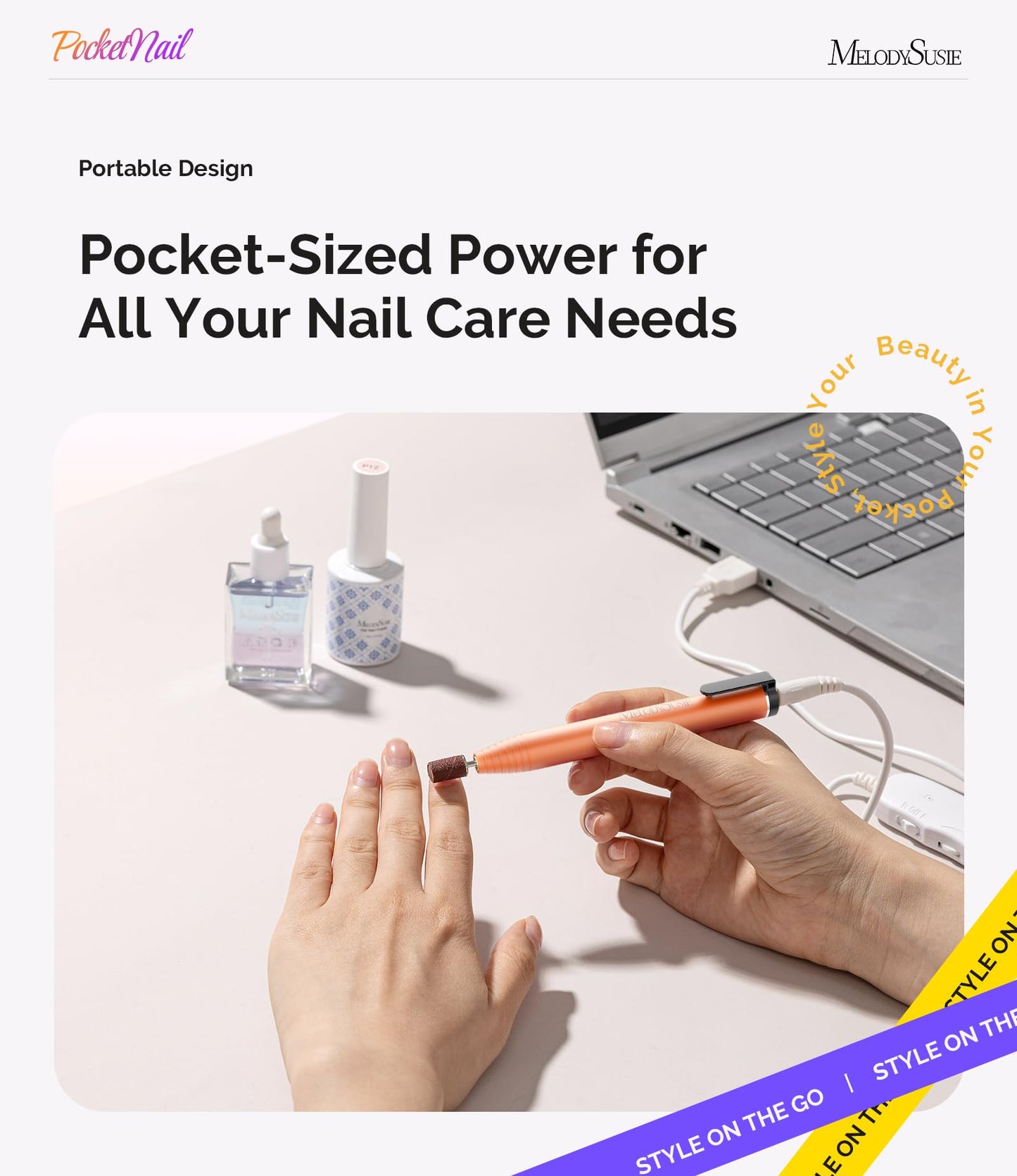 MelodySusie Pen-Shaped Nail Drill PocketNail PC100G for Nail Beginners