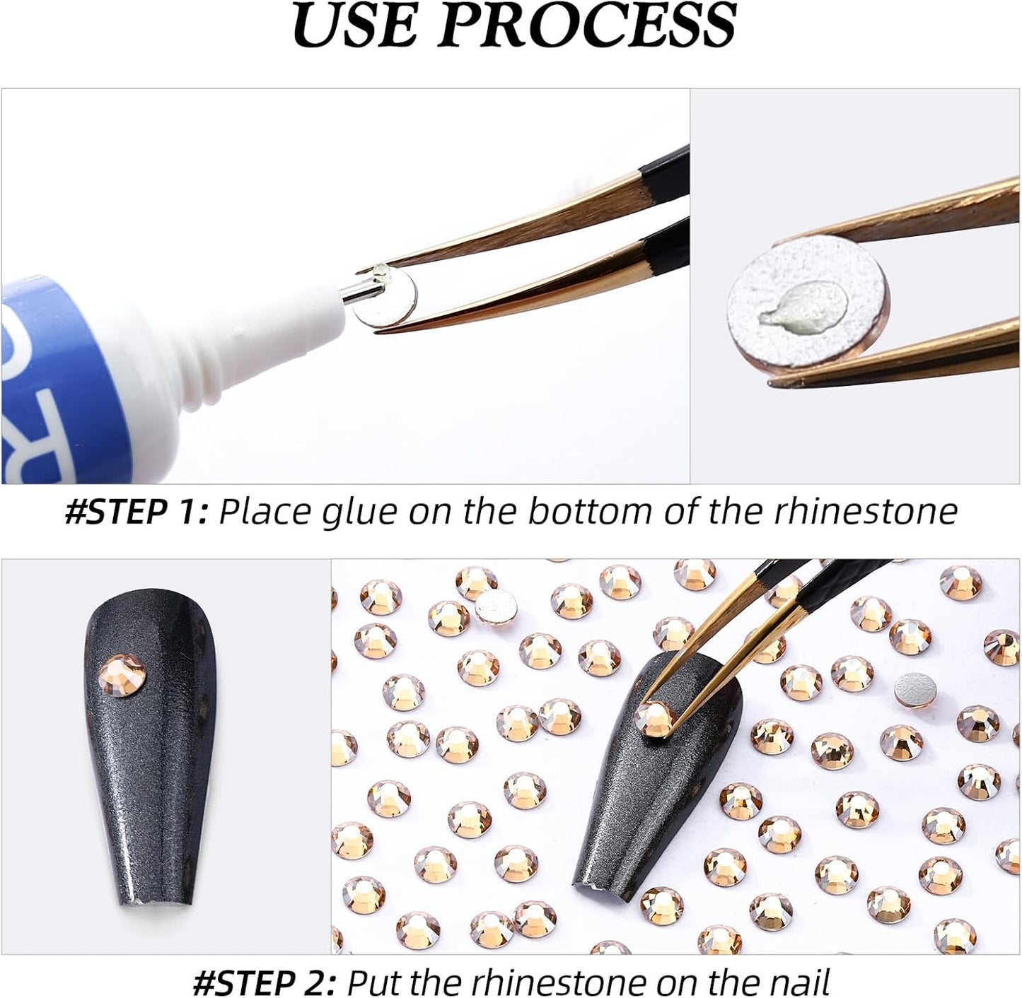 Gold Shadow Flatback Rhinestones, Glass Rhinestones for Nail Art and Craft, Glue Fix, Loose Crystal Gemstones(Gold Shadow, SS16, 1440pcs, 3.8-4.0mm)