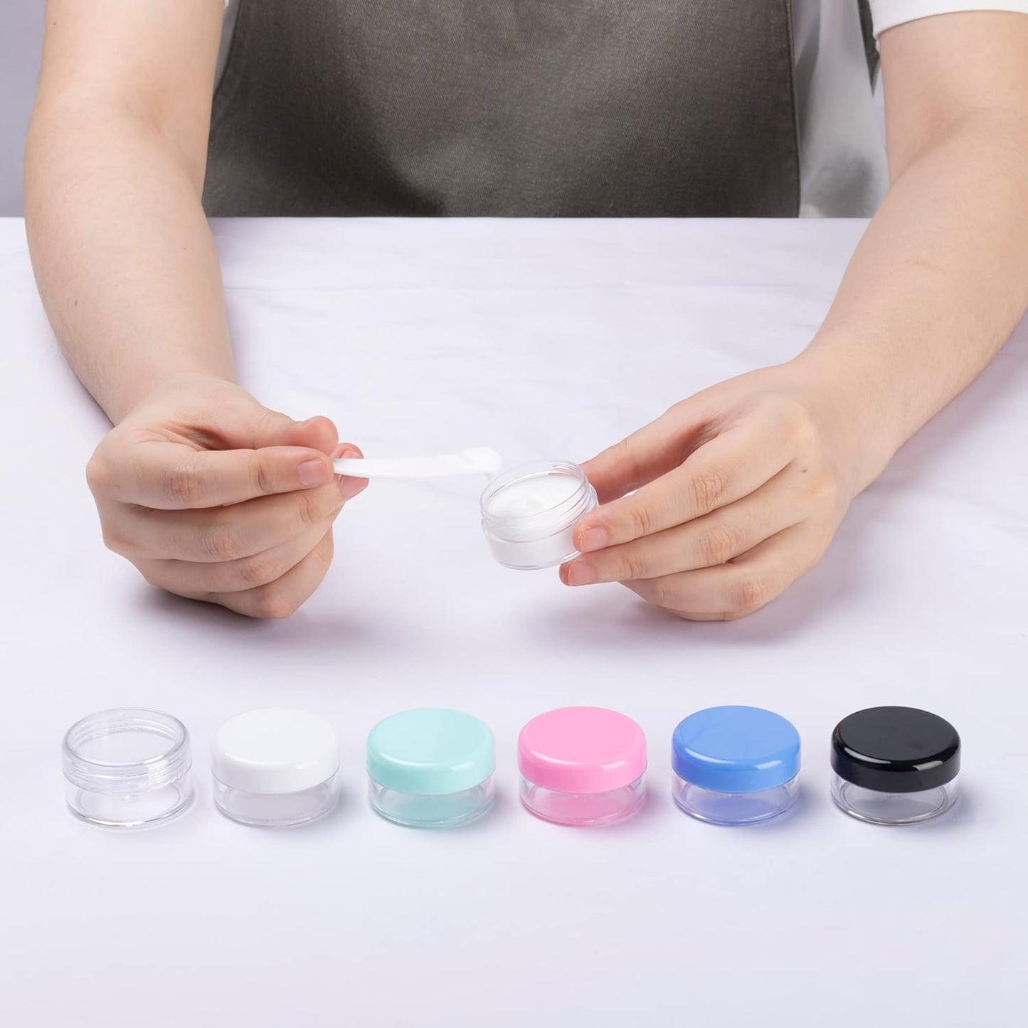 40Pcs 10 Gram Plastic Cosmetic Containers with Lids for Lotion, Creams, Toners, Lip Balms, Makeup Samples Jars BPA free (10g-40pcs, white)