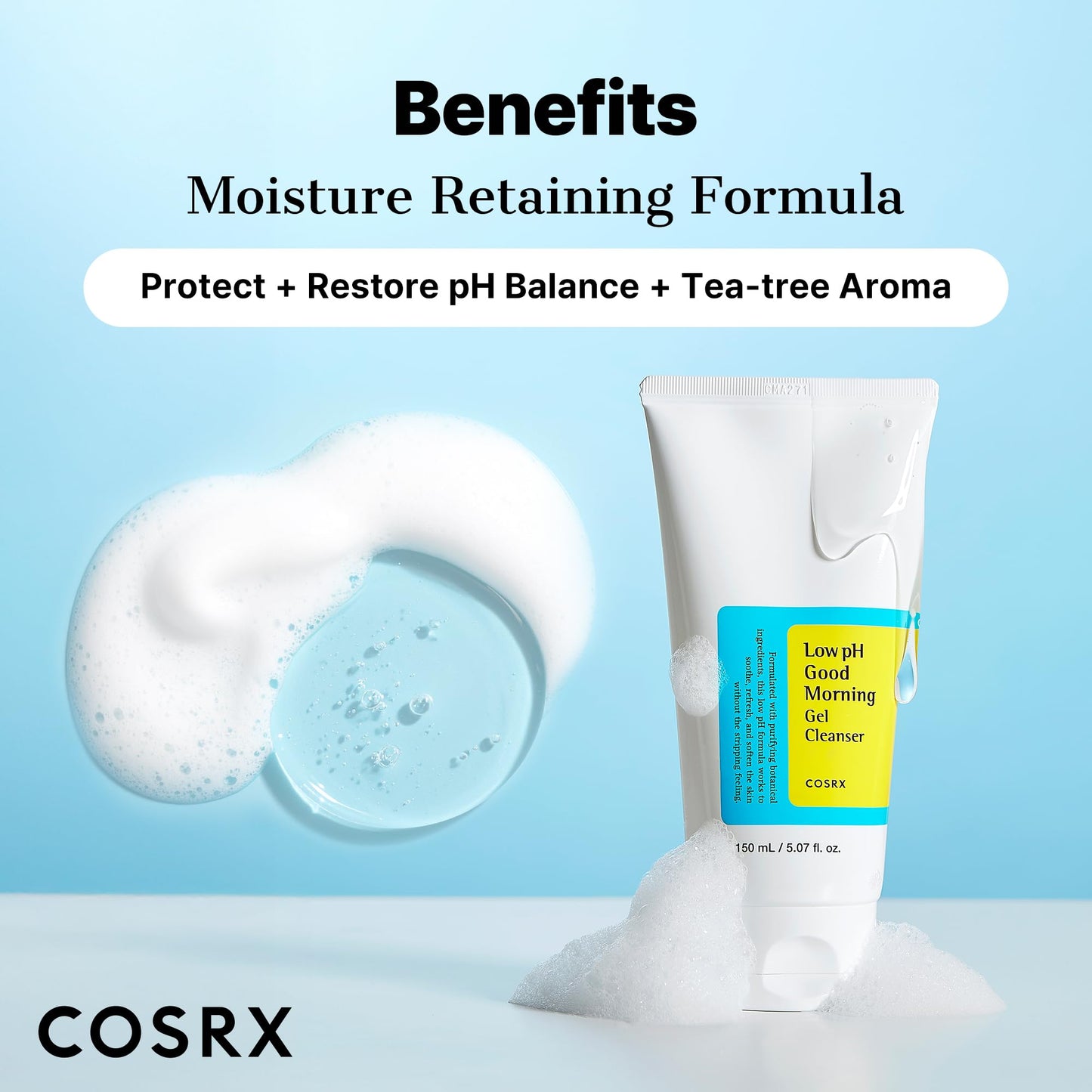 COSRX Low pH Good Morning Gel Cleanser 2 Pack, BHA Face Wash, 5.07 fl oz