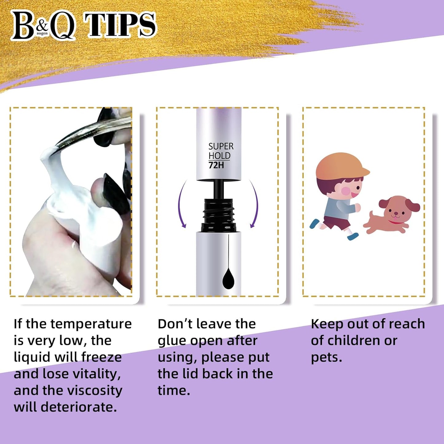 B&Q Lash Cluster Glue 10ml, Waterproof Bond and Seal Lash Glue, Long Lasting cluster lash glue, 2 in 1 Eyelash glue for Clusters Use Strong Hold 48h (Bond & Seal)