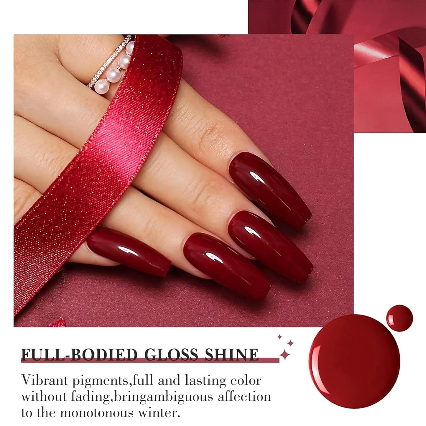 Dip Powder Set, Honey Joy 6 Colors Classic Red Collection Glitter Dipping Powder Set Nail Art Manicure DIY Salon Home Gifts for Women, No Need Nail Lamp Cured, DP-T